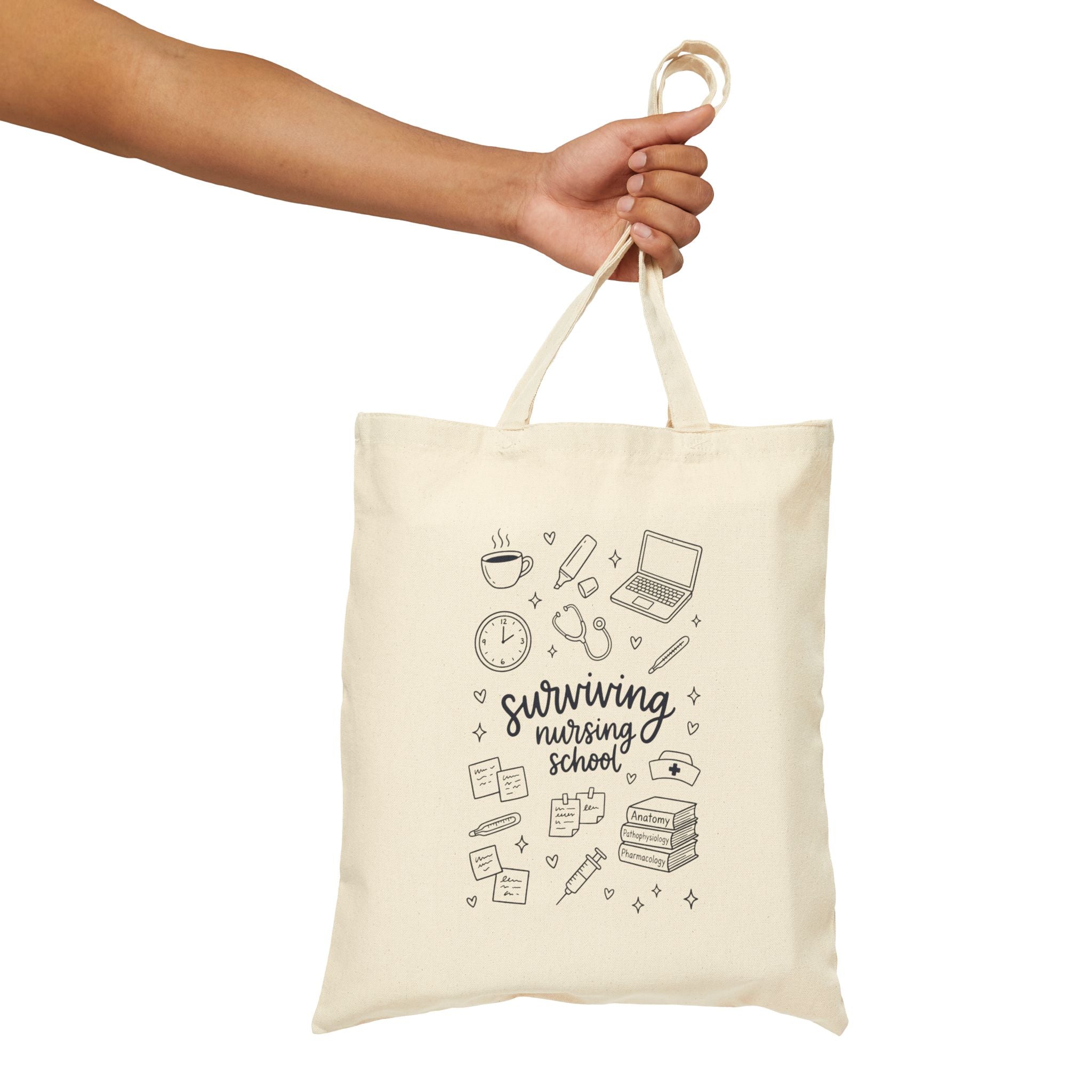 Tote Bag — "Surviving Nursing School" Canvas Student Tote (Study Essentials Design)