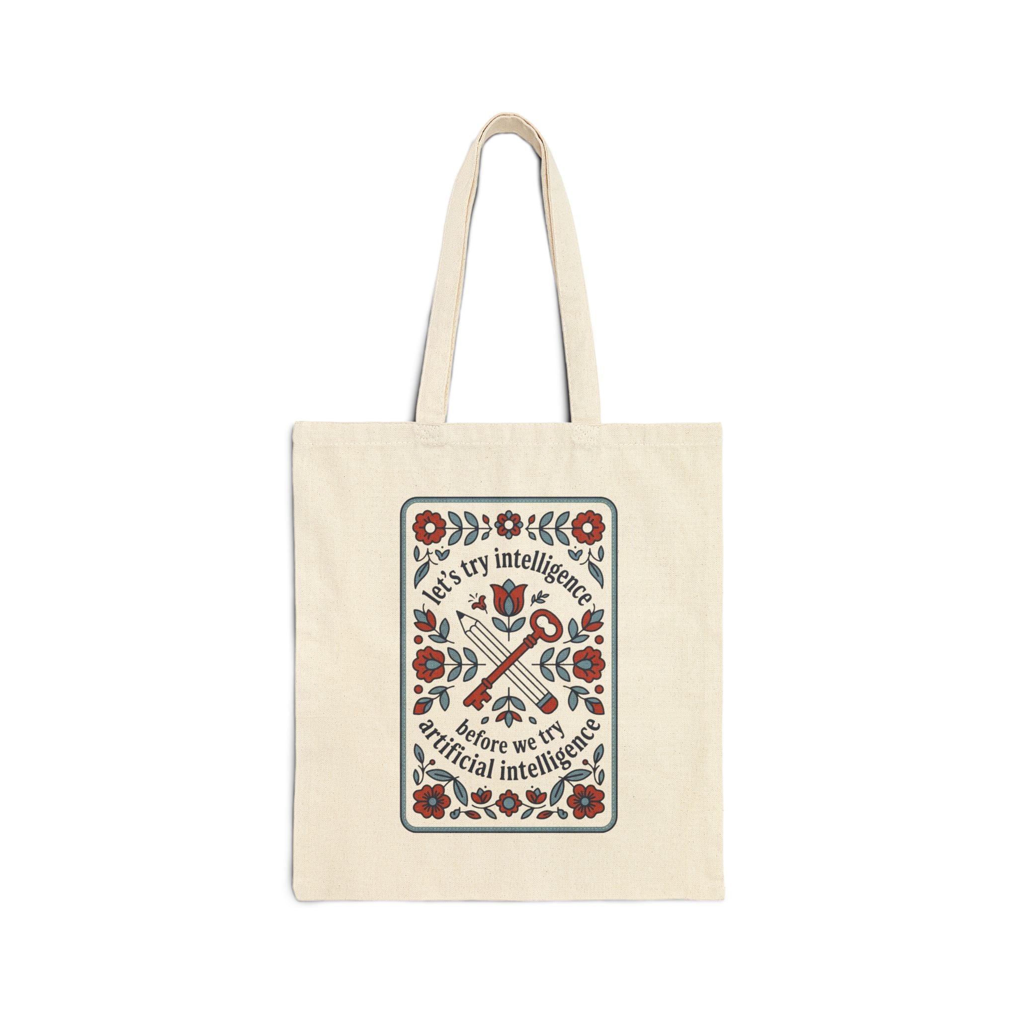 Floral try intelligence Cotton Canvas Tote Bag