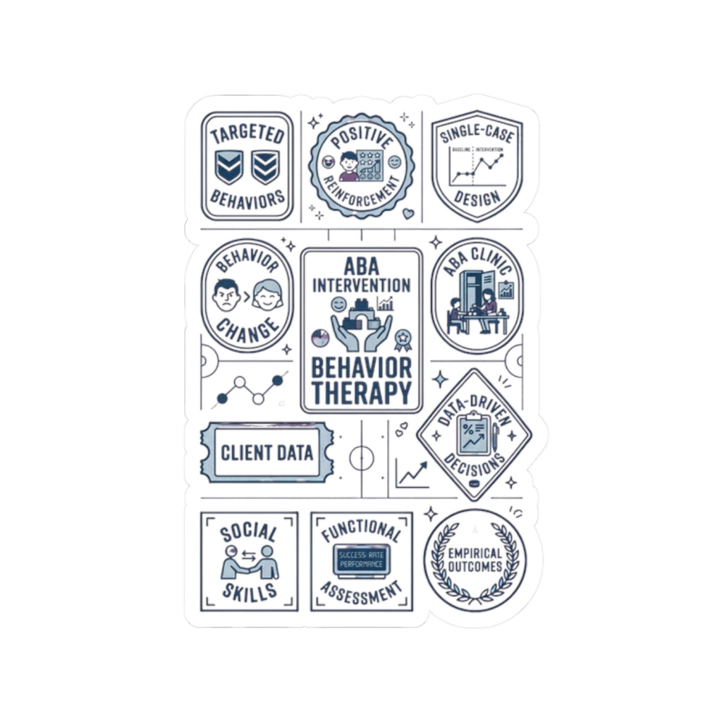 ABA Behavior Therapy Sticker Sheet — Kiss-Cut Therapeutic Icons for Clinicians & Students