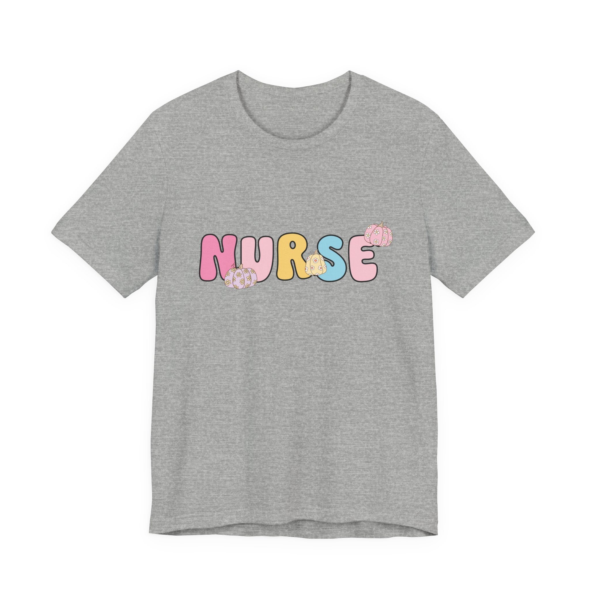 Nurse Pastel Bubble Letter Tee – Cute Pink & Yellow Nursing Shirt