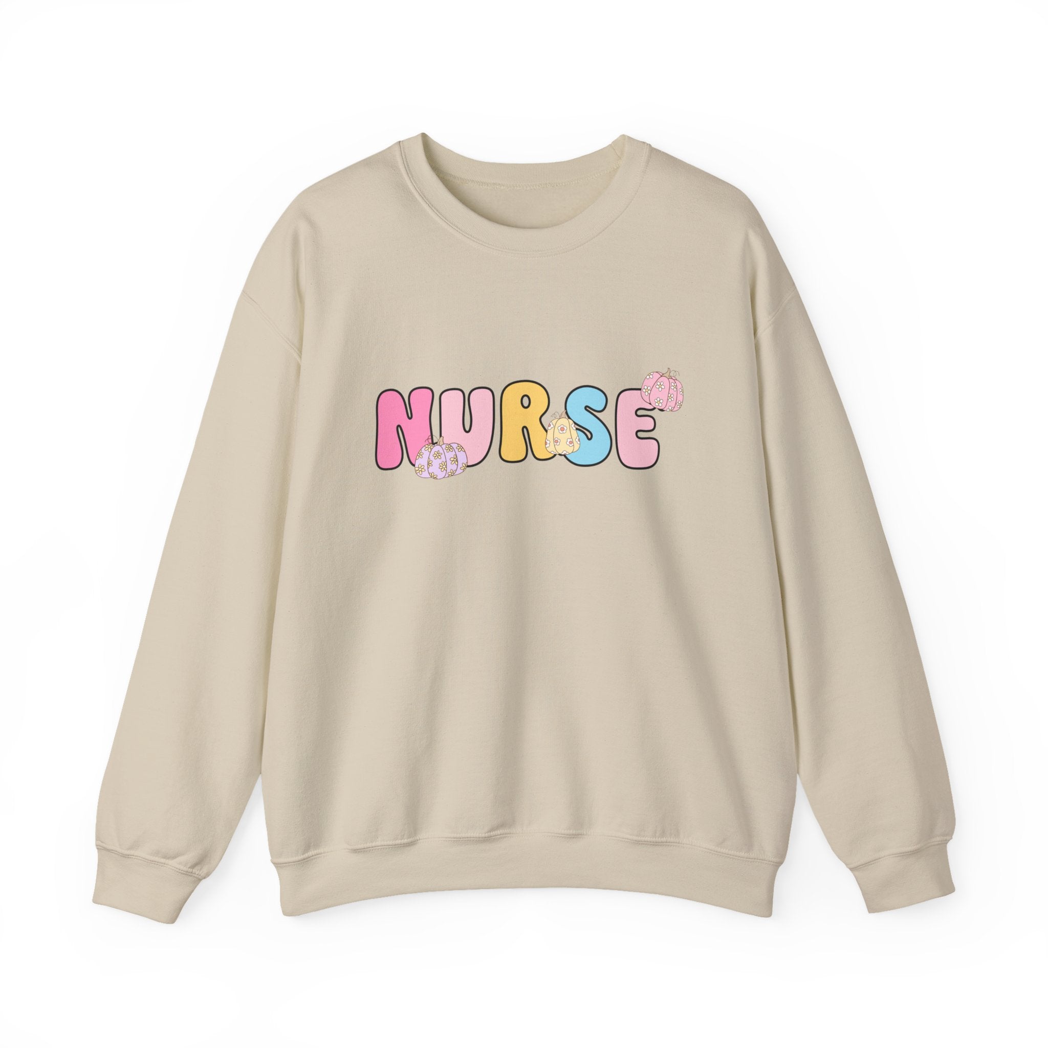 Nurse Bubble Letter Crewneck Sweatshirt — Cute Pastel Nursing Pride Pullover