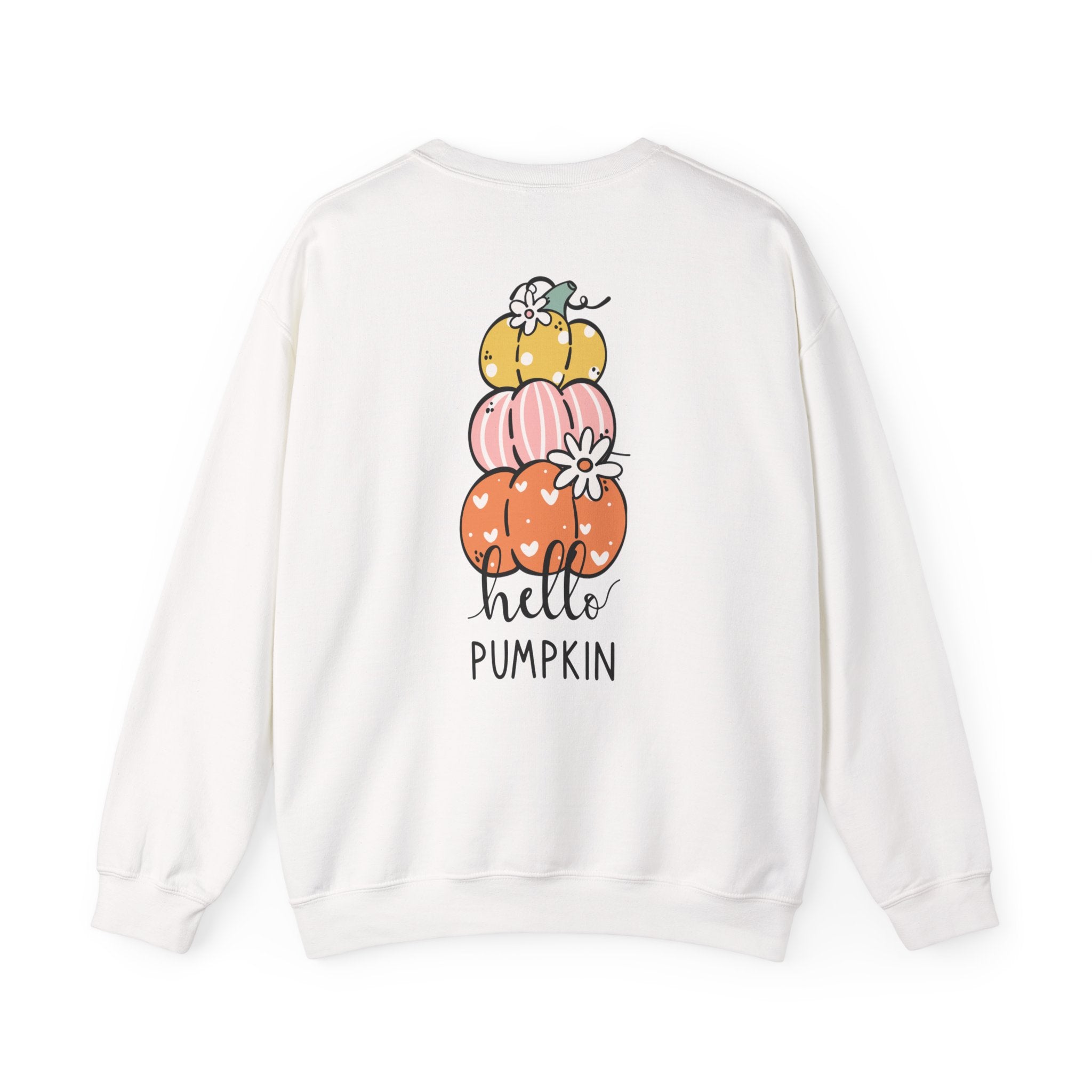 Hello Pumpkin Crewneck Sweatshirt — Cute Stacked Pumpkins Fall Sweater