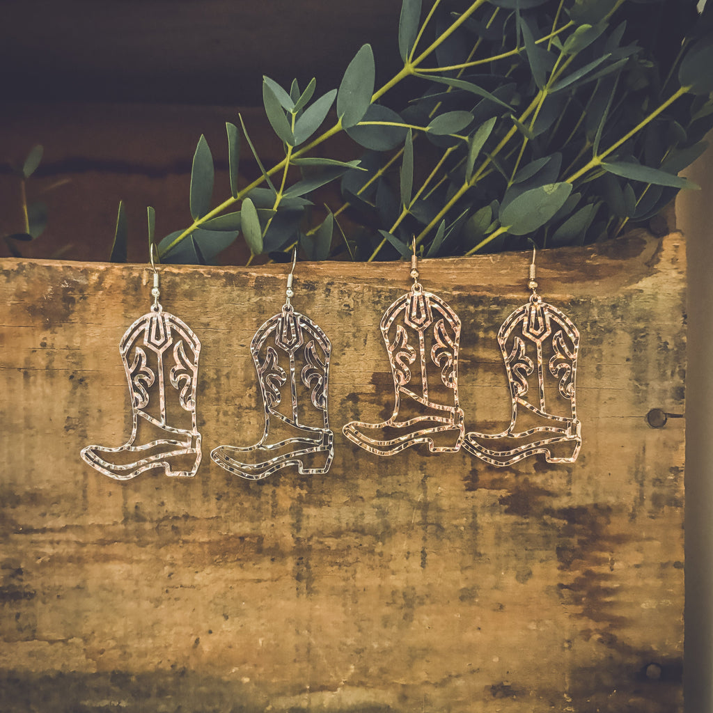 Beautiful Cowboy Boot Earrings - Gold or Silver