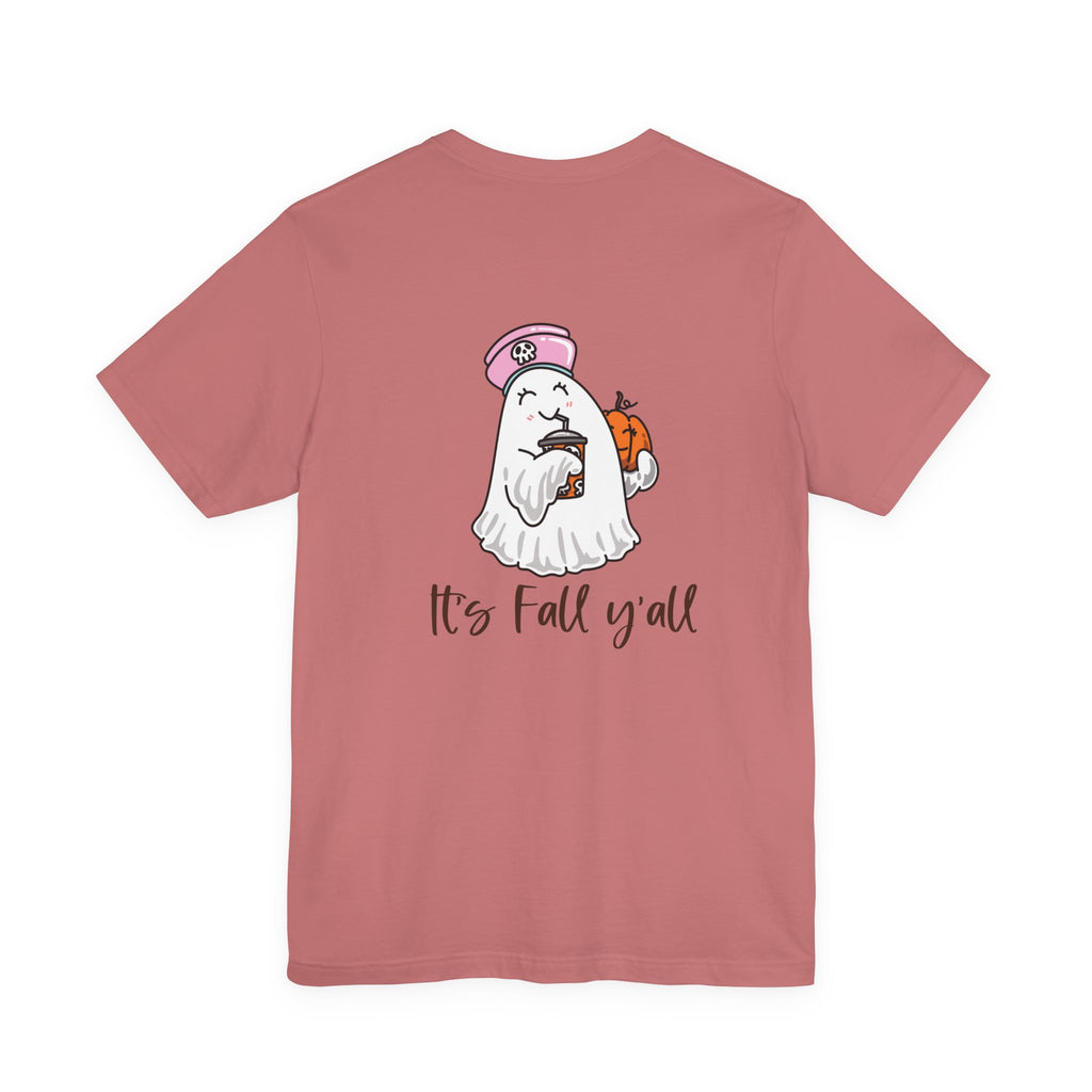 Nursing It's Fall Y'all Ghost Tee — Cute Pumpkin Halloween T-Shirt