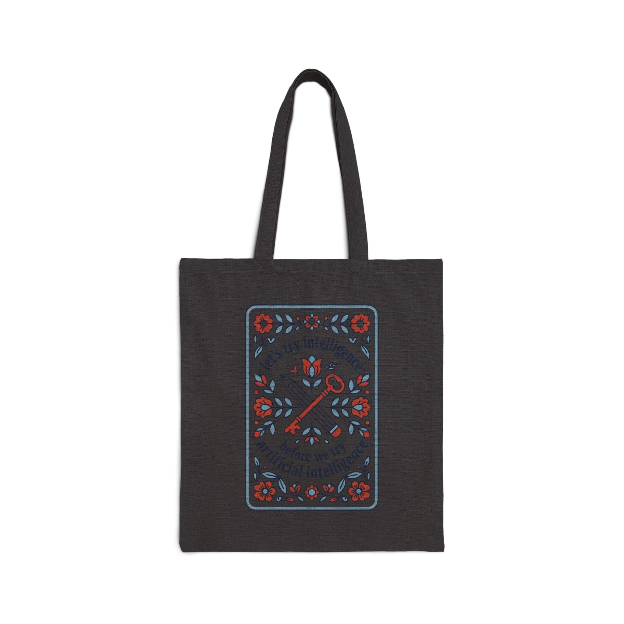 Floral try intelligence Cotton Canvas Tote Bag