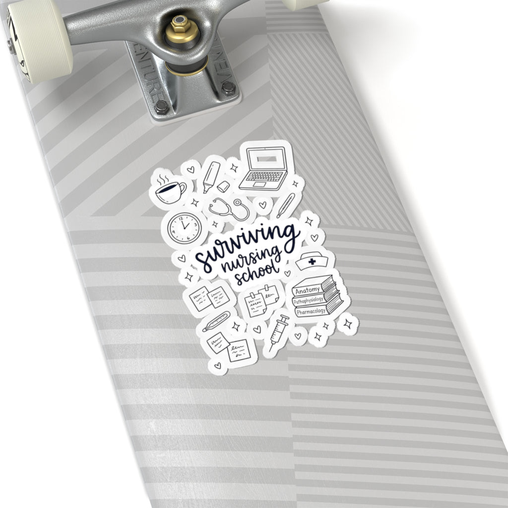 Surviving Nursing School Kiss-Cut Sticker Sheet — Nursing Student Laptop Decal