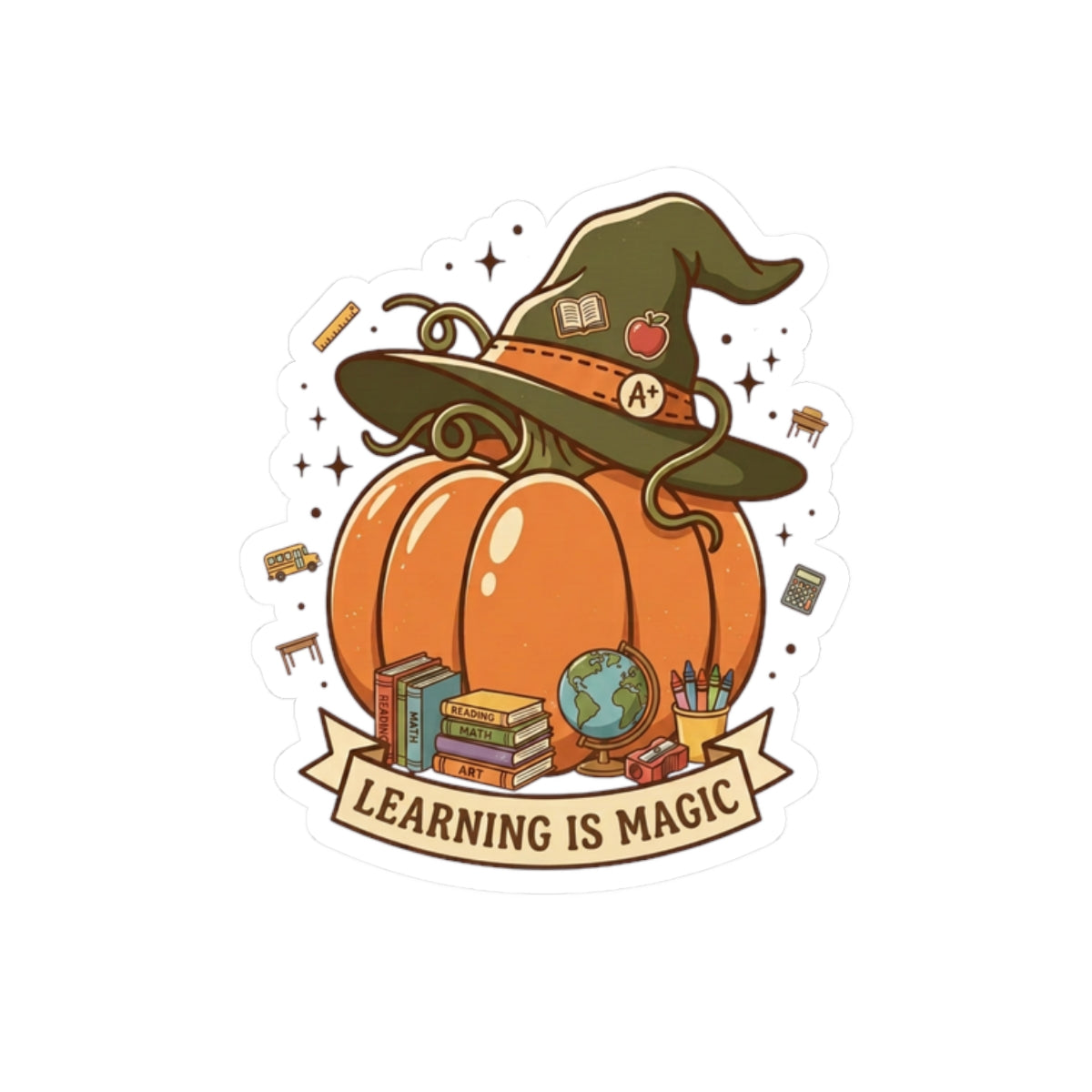 Learning Is Magic Pumpkin Sticker | Teacher Fall Halloween Autumn