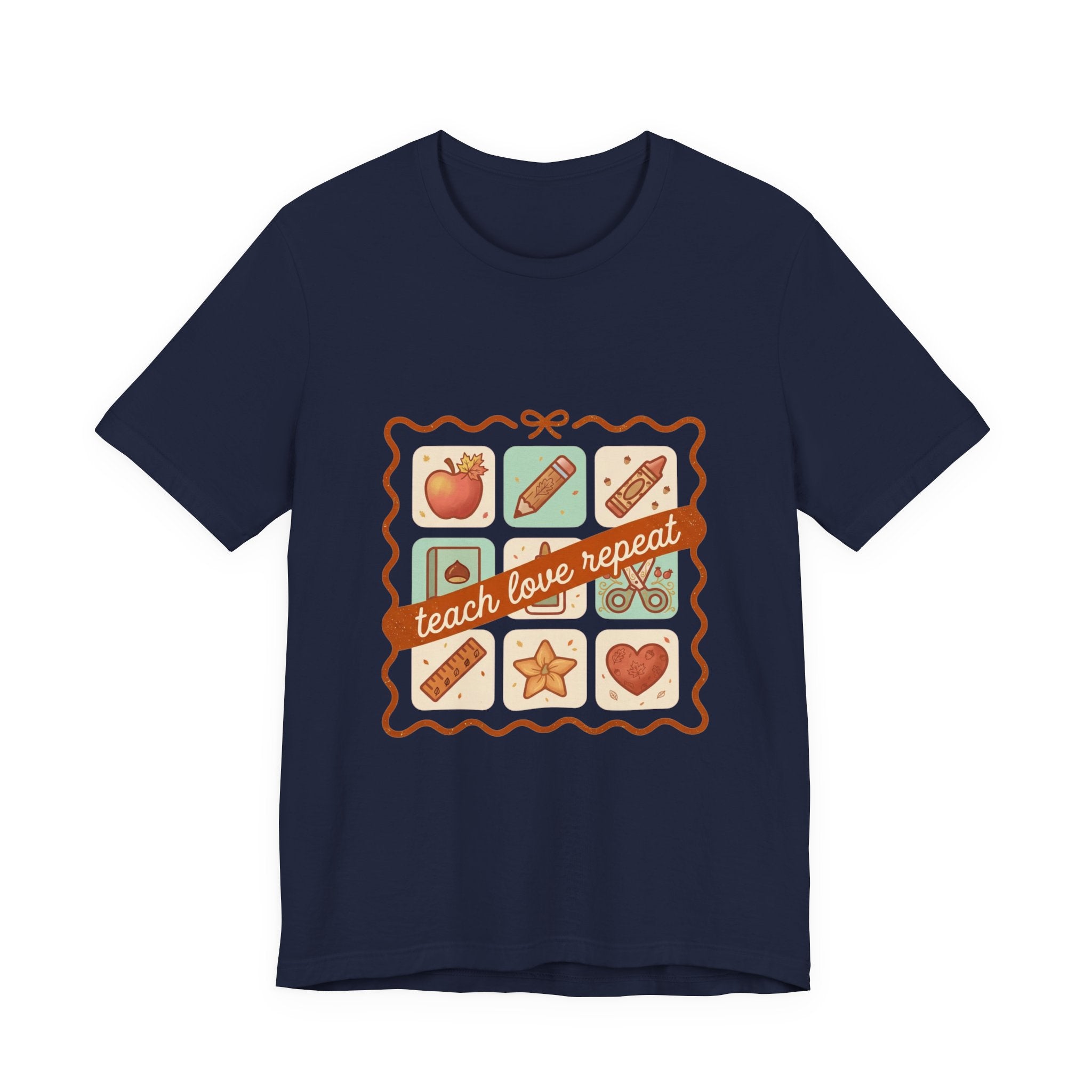 teach love repeat T-Shirt | Back to School teacher tee, classroom icons