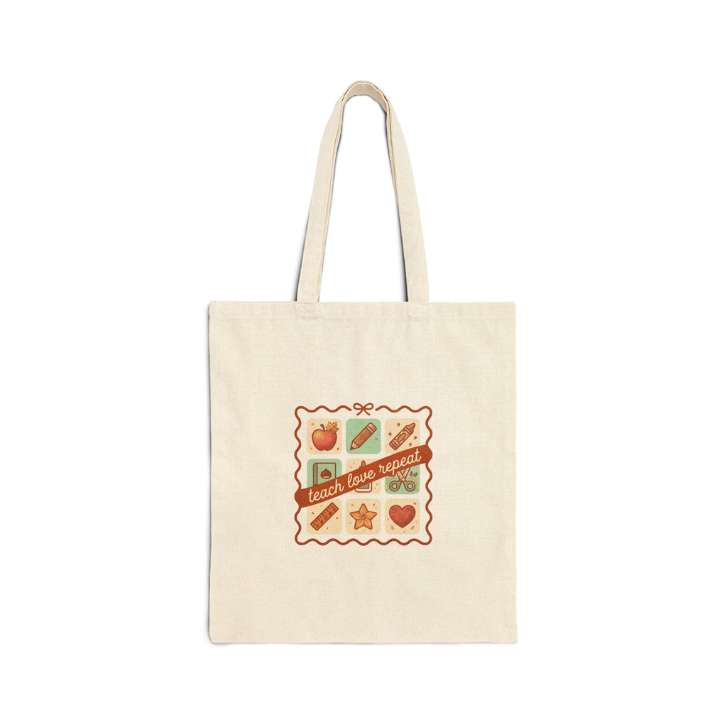 Teacher Supplies Tote, Back to School classroom motifs | apple, pencil, chalkboard