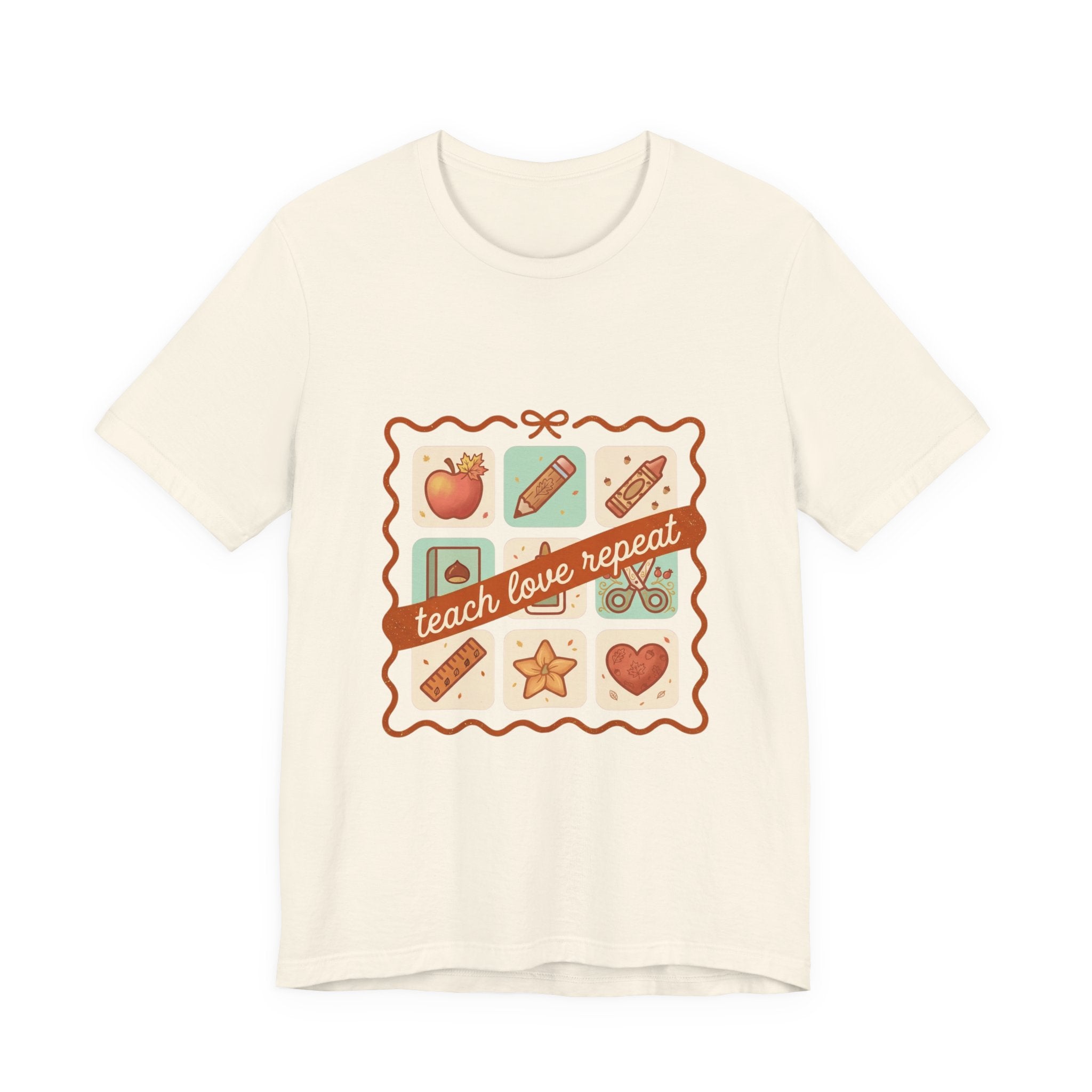 teach love repeat T-Shirt | Back to School teacher tee, classroom icons