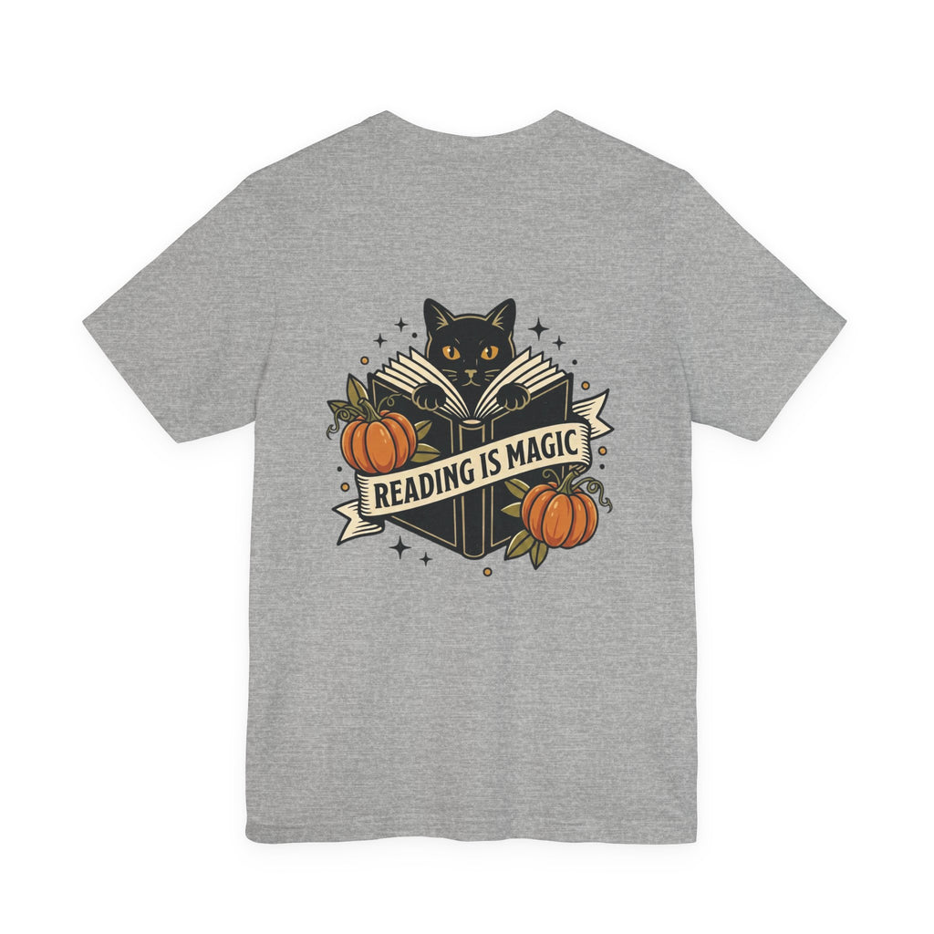 Reading Is Magic T-Shirt | Traditional Tattoo Cat, Banner & Pumpkins