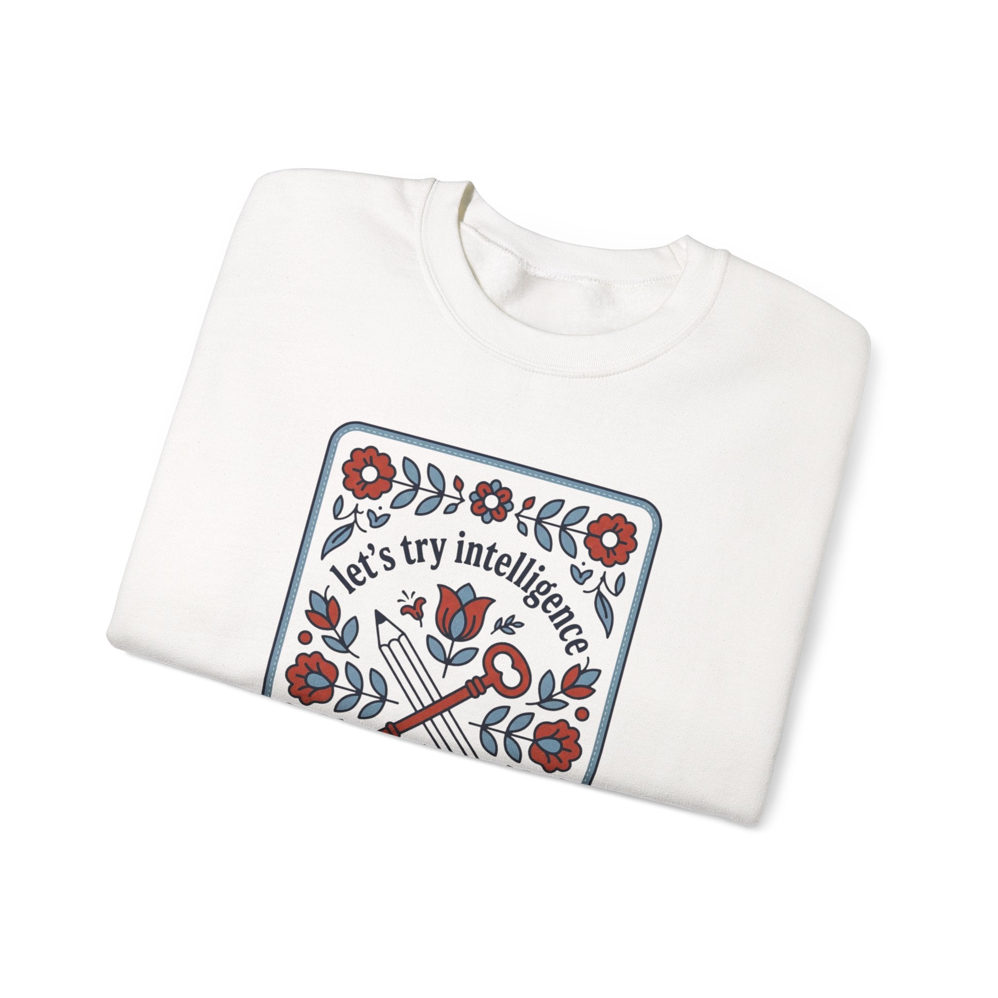Floral try intelligence Unisex Heavy Blend™ Crewneck Sweatshirt