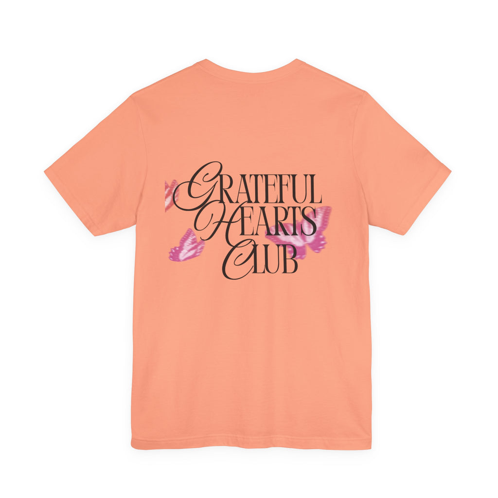 Grateful Hearts Club T‑Shirt – Floral Butterfly Graphic Tee