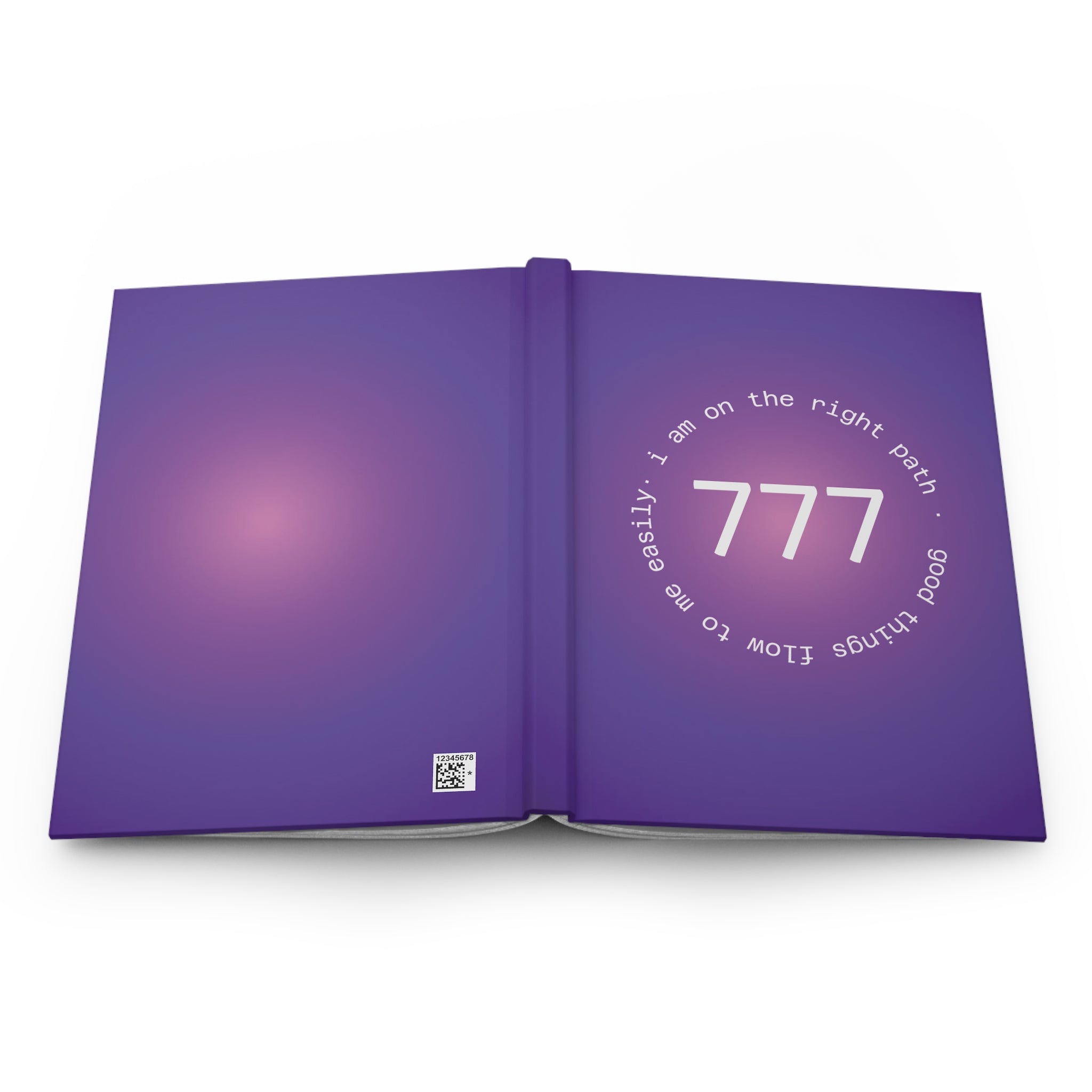 Hardcover Journal — 777 Angel Number Purple Gratitude Notebook ("I am on the right path, good things flow to me easily")