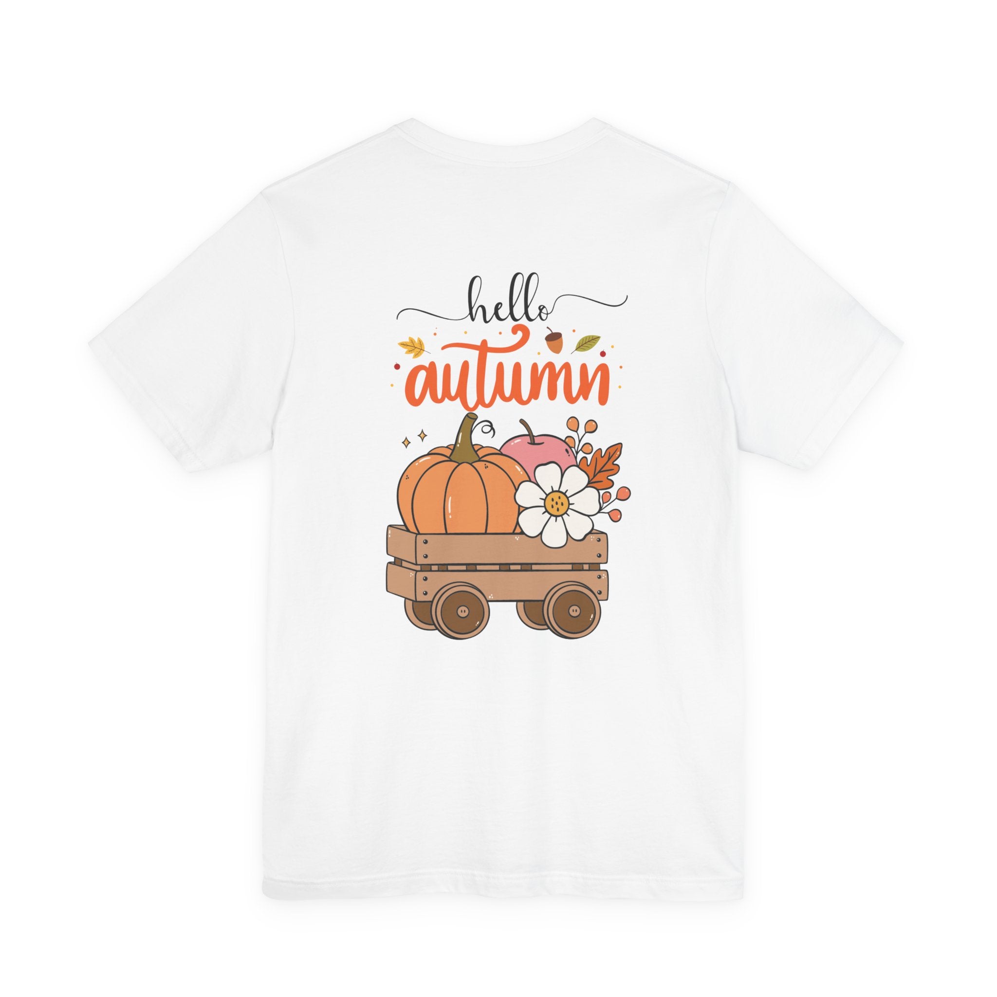 Hello Autumn Tee - Pumpkin Wagon Fall T-Shirt with Bow Accent