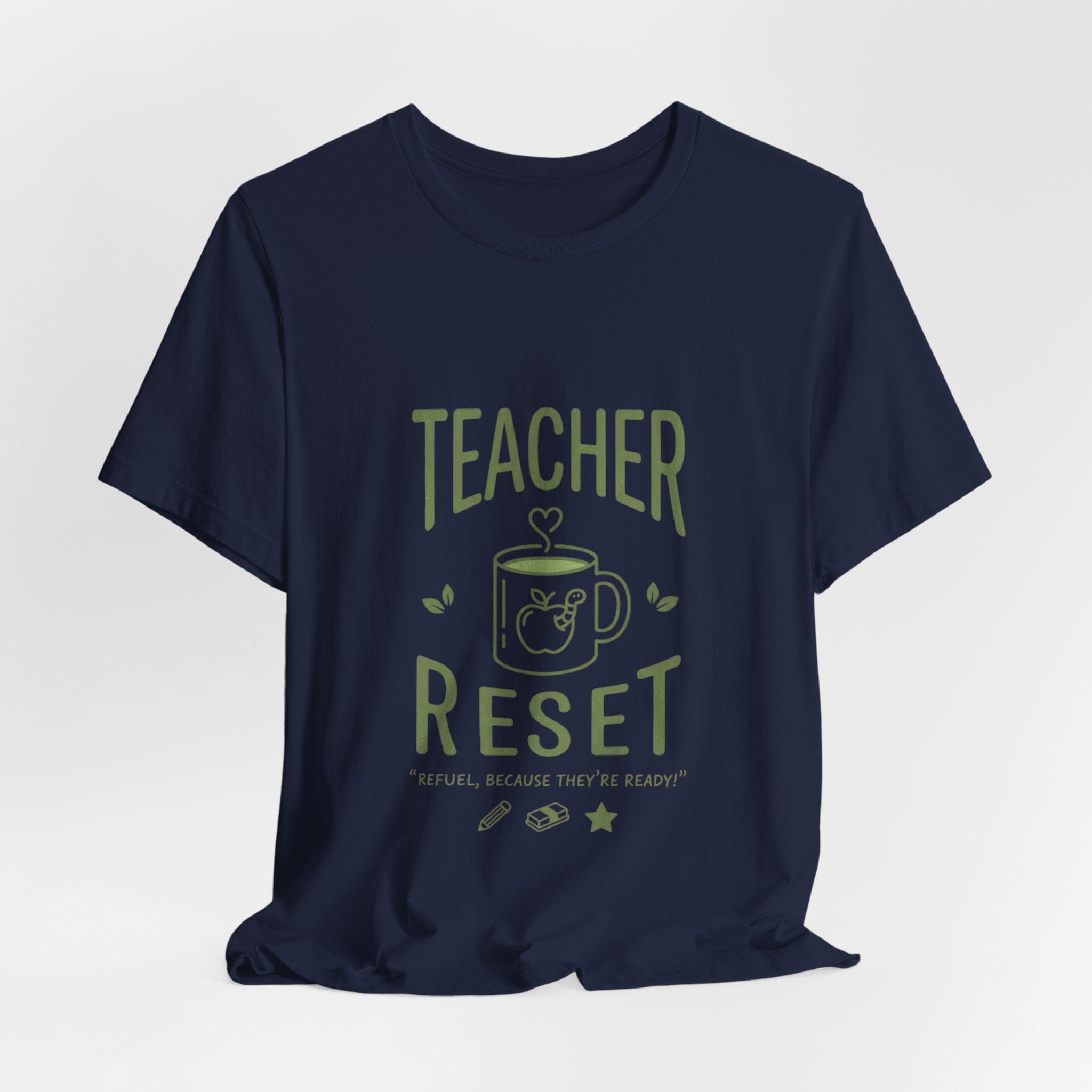 Teacher Reset T-Shirt — Funny Teacher Gift Tee with Coffee Mug Design