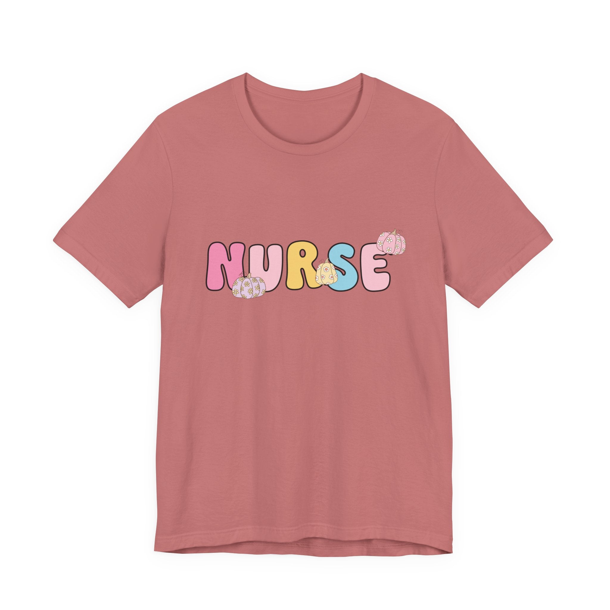 Nurse Pastel Bubble Letter Tee – Cute Pink & Yellow Nursing Shirt