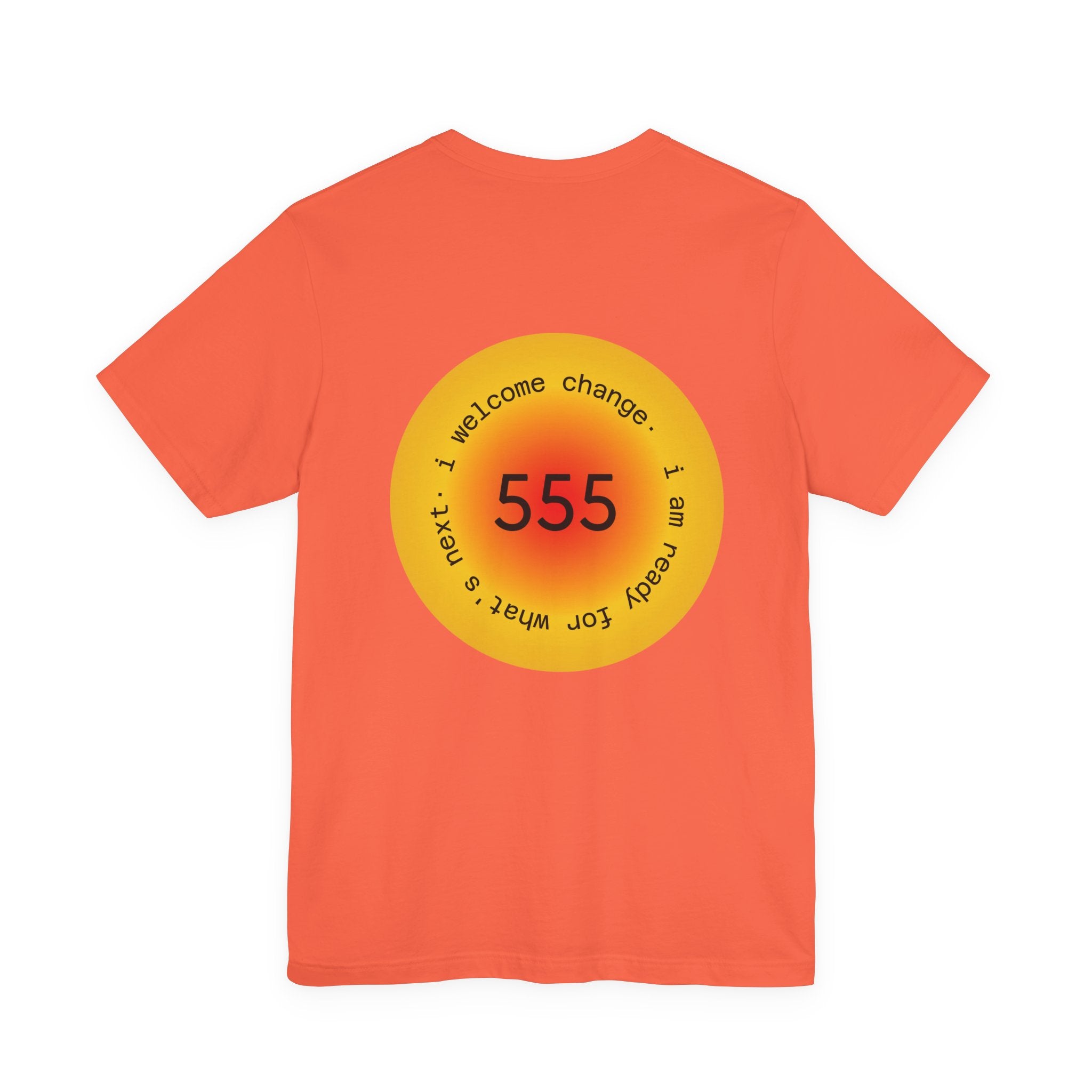 555 Angel Number T‑Shirt — Spiritual Numerology Tee with ‘I welcome change’ Design