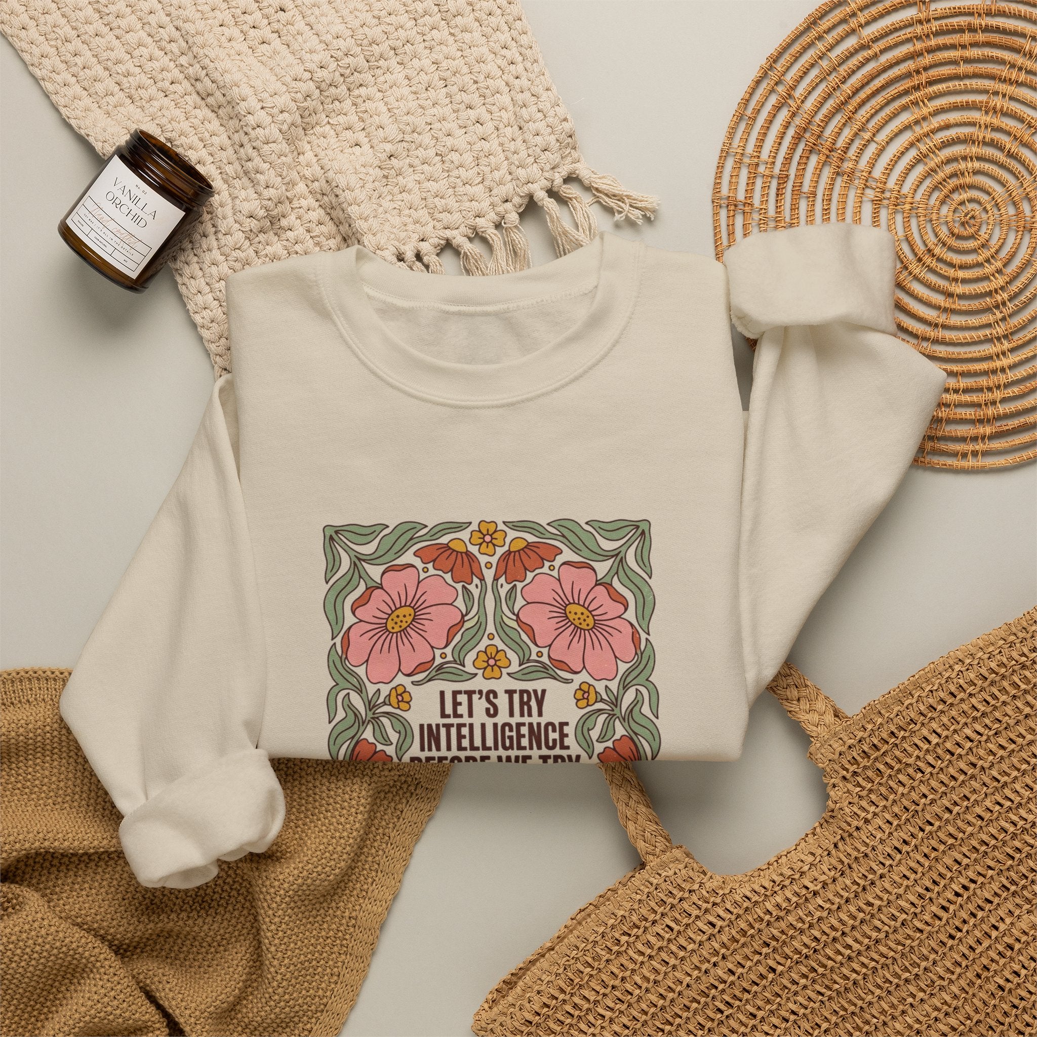 Flower let’s try intelligence Unisex Heavy Blend™ Crewneck Sweatshirt