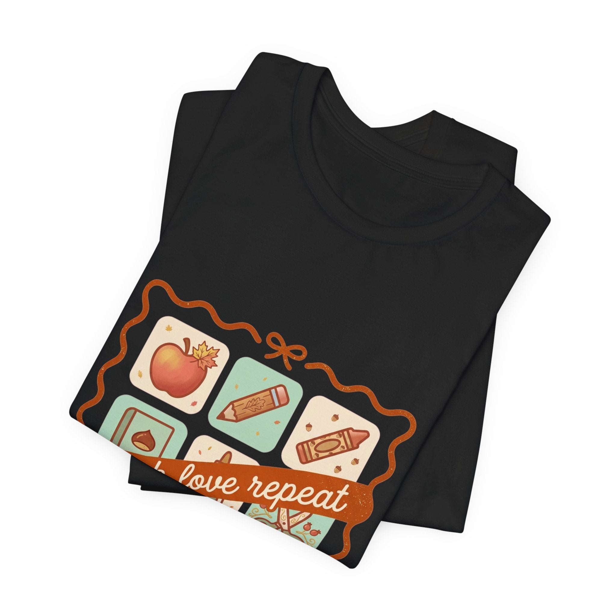 teach love repeat T-Shirt | Back to School teacher tee, classroom icons