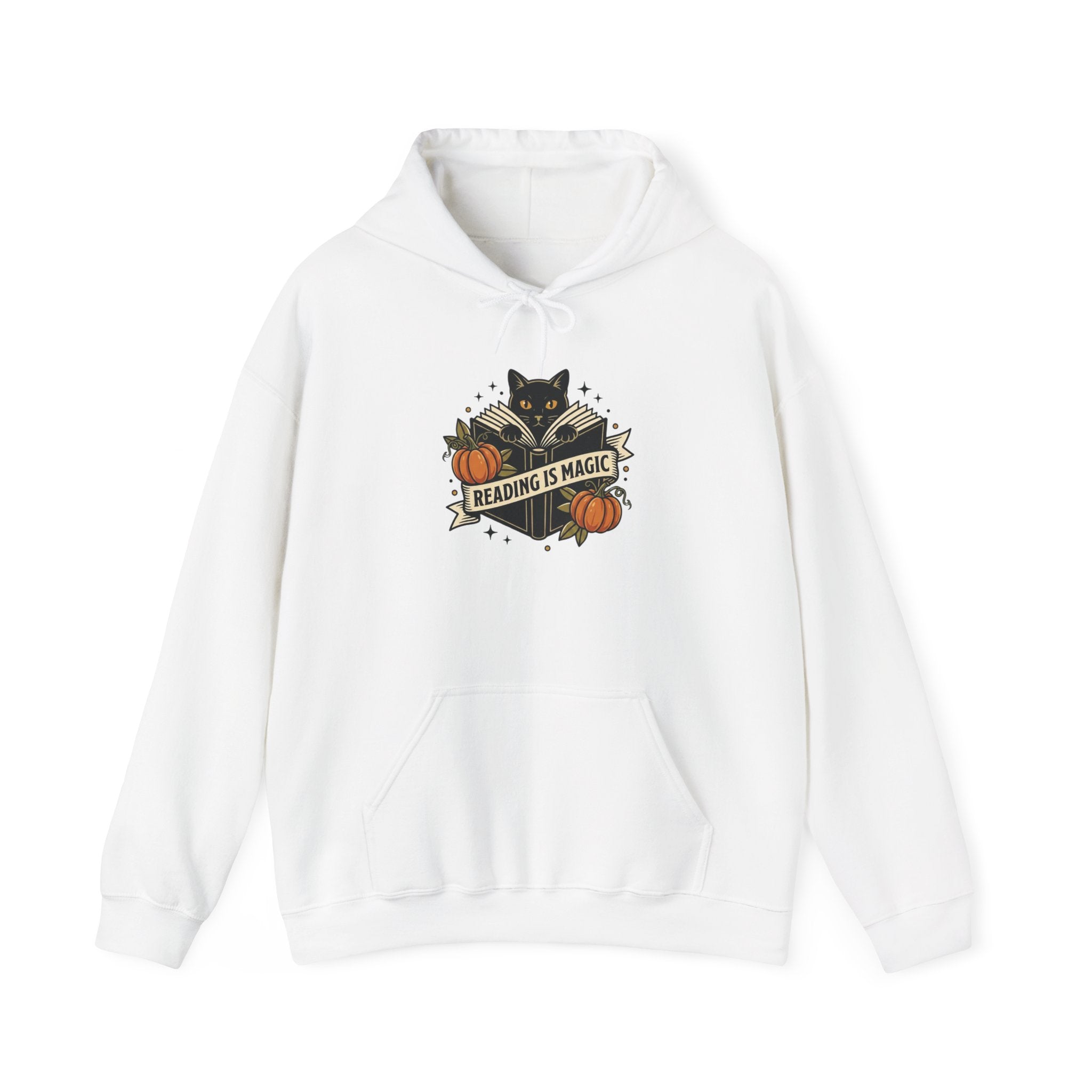 Black Cat with Pumpkins Hoodie | Traditional Tattoo-Inspired, Flash-Style
