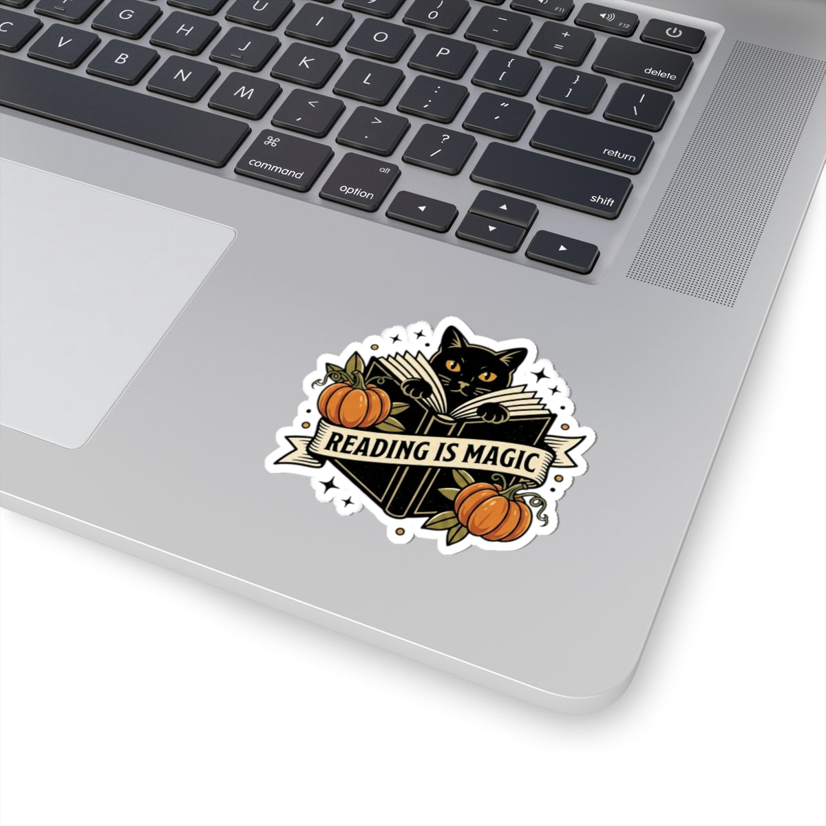 Reading Is Magic Sticker | Traditional Tattoo Cat, Pumpkin, Banner