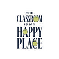 Sticker — “The Classroom Is My Happy Place” Teacher Apple Kiss-Cut Sticker