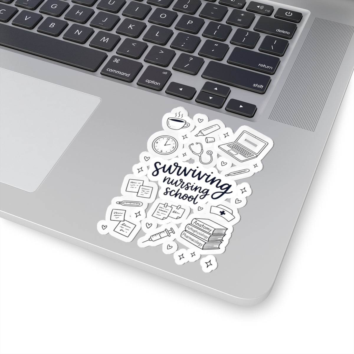 Surviving Nursing School Kiss-Cut Sticker Sheet — Nursing Student Laptop Decal