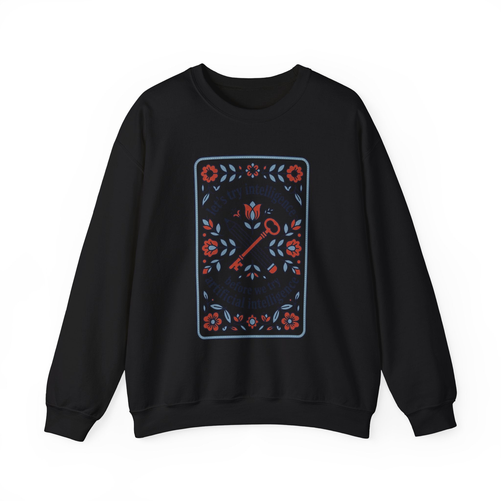 Floral try intelligence Unisex Heavy Blend™ Crewneck Sweatshirt