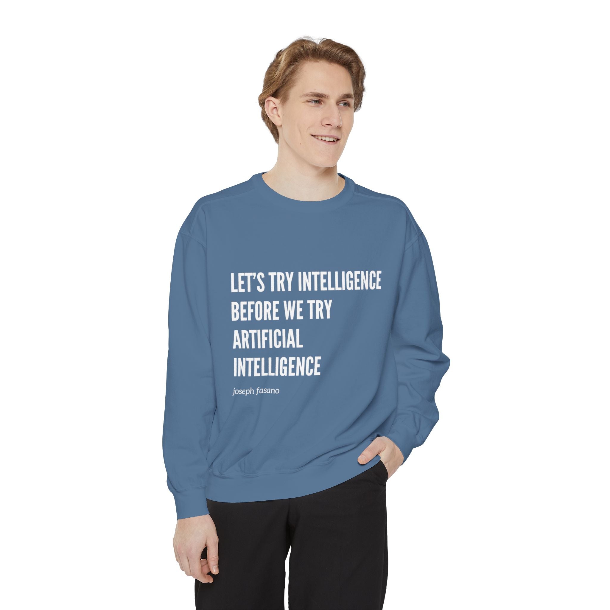 "try intelligence" crew neck sweatshirt