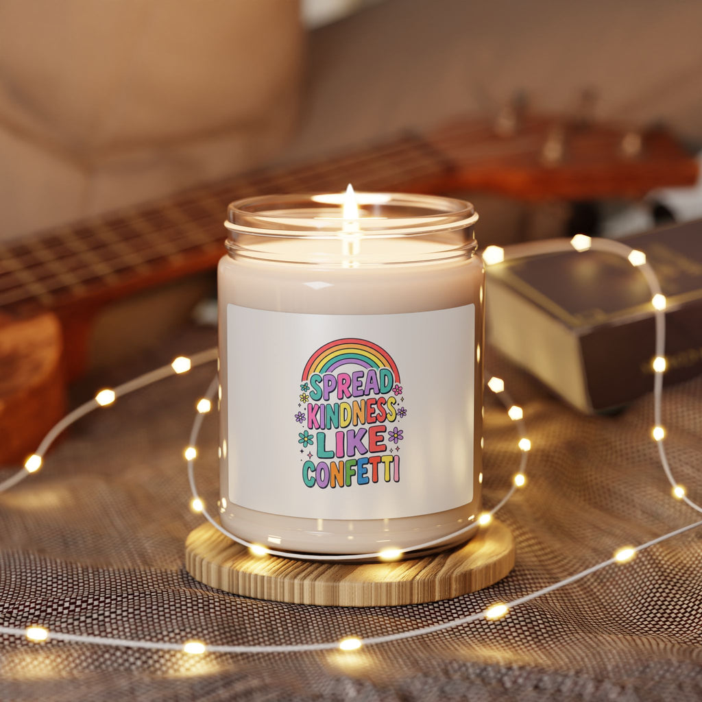 Spread Kindness Like Confetti Candle | Christian Rainbow Scripture Style