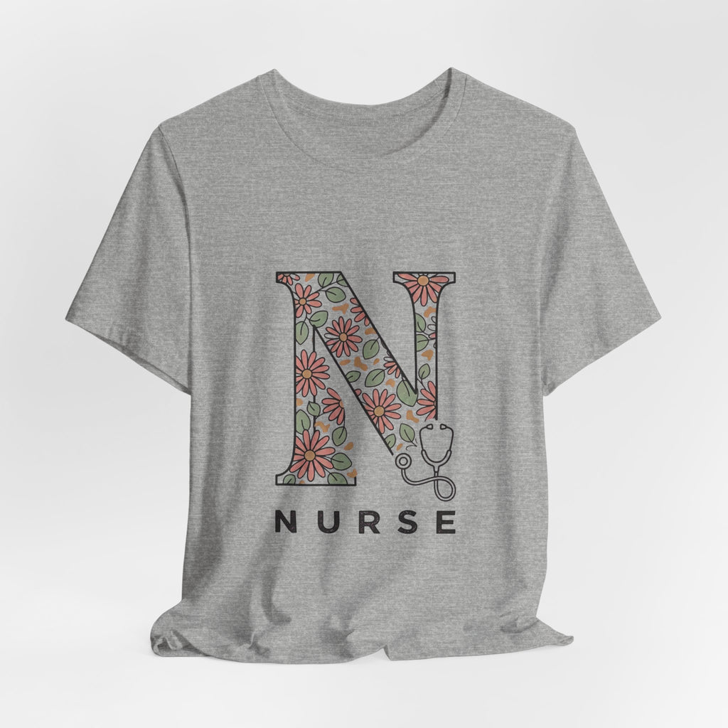 Floral N Nurse Tee | Retro Vacation Vibe, Floral Lettering Nurse T-Shirt