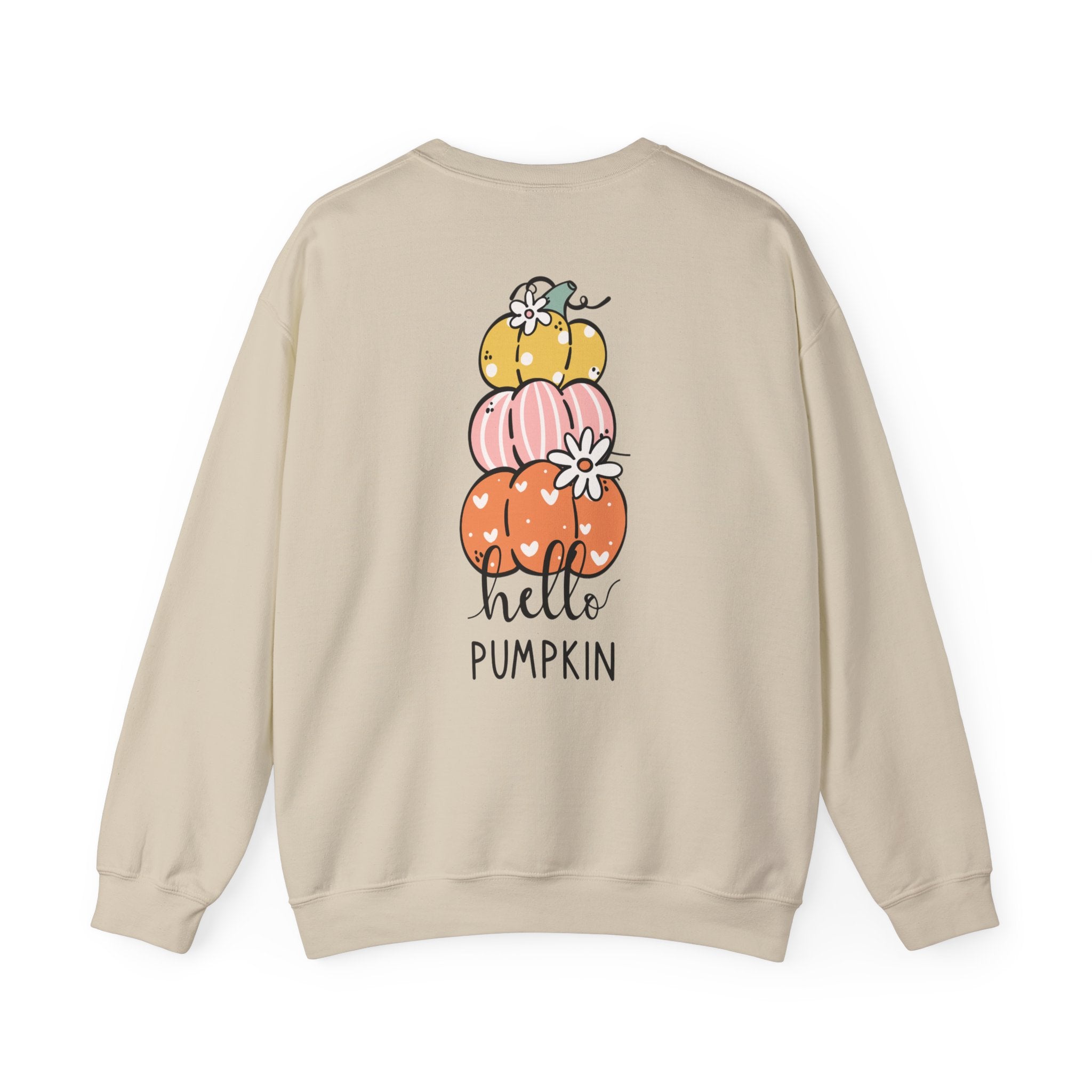 Hello Pumpkin Crewneck Sweatshirt — Cute Stacked Pumpkins Fall Sweater