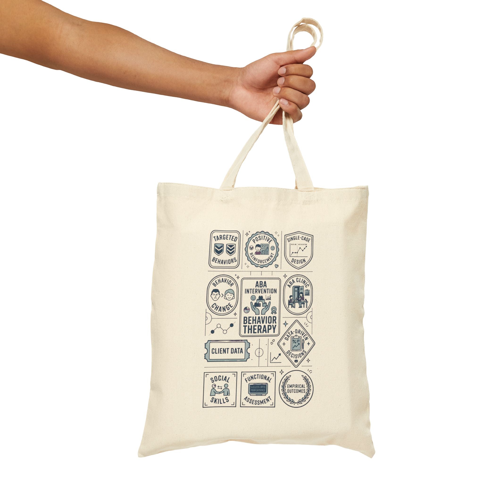 Therapist Badge Canvas Tote — ABA Behavior Therapy Icons Tote Bag