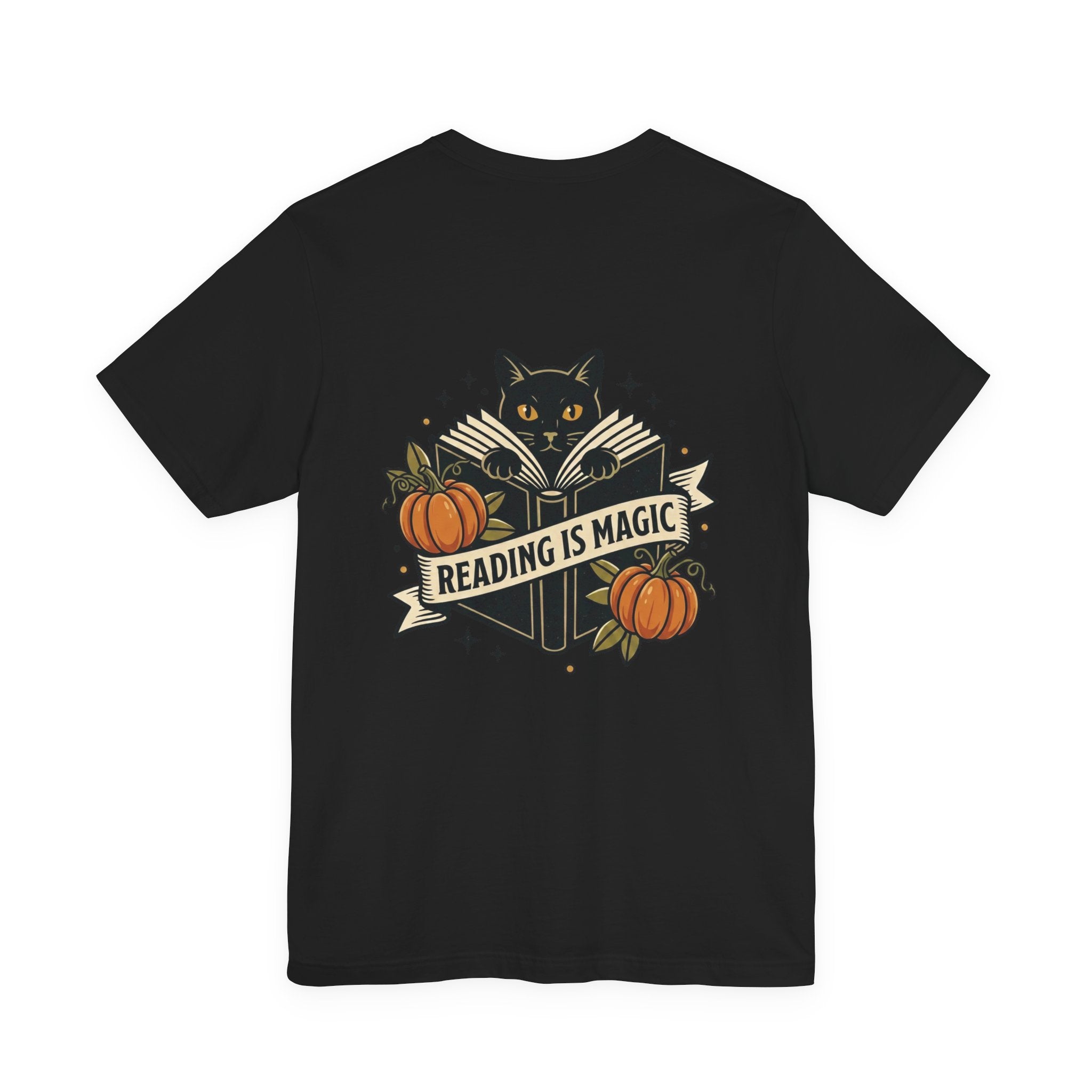 Reading Is Magic T-Shirt | Traditional Tattoo Cat, Banner & Pumpkins