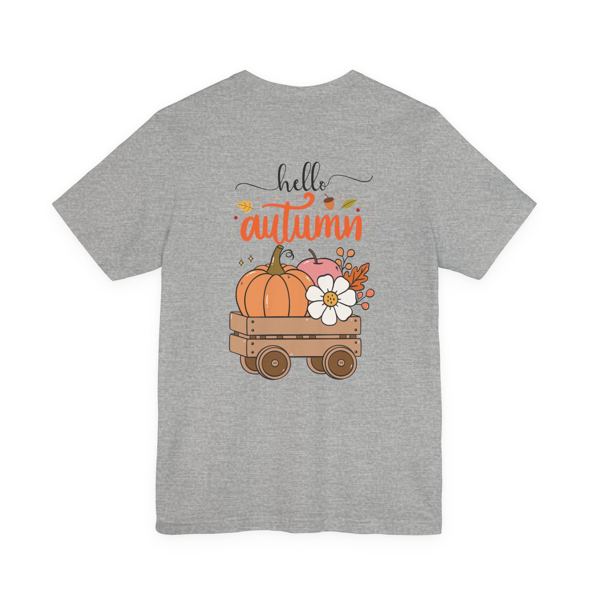 Hello Autumn Tee - Pumpkin Wagon Fall T-Shirt with Bow Accent