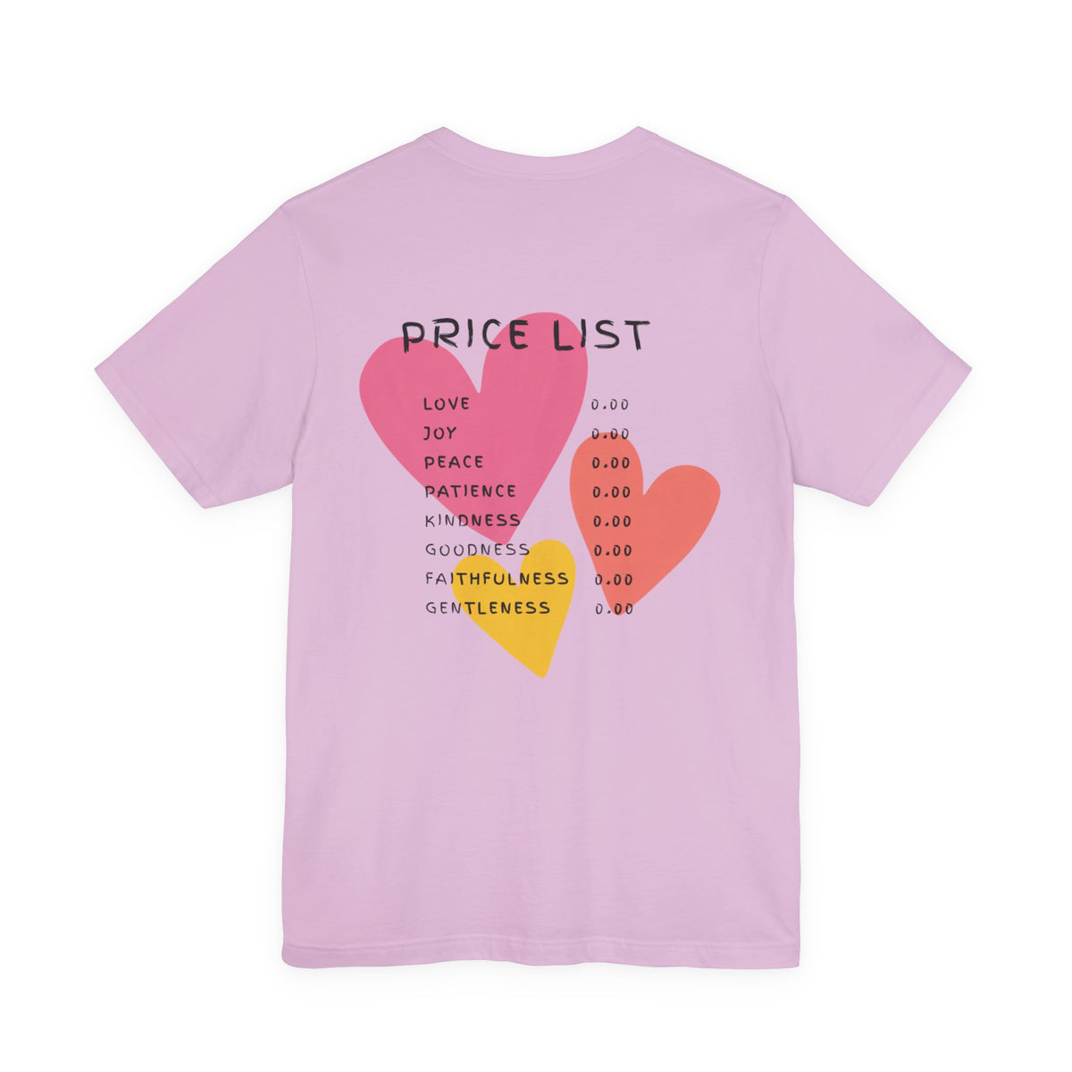 Price List Hearts T-Shirt — Inspirational Love & Kindness Tee
