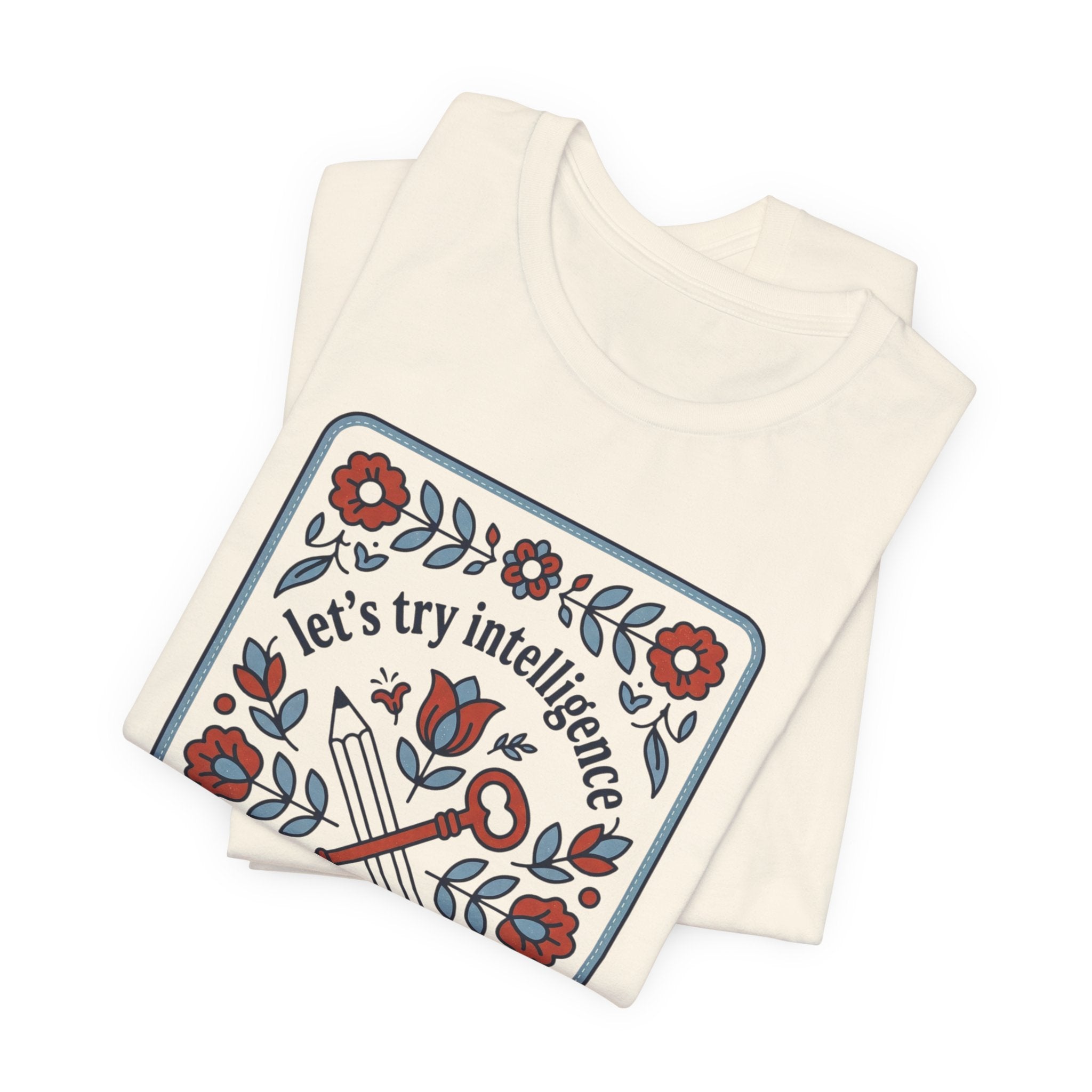 Floral try intelligence Unisex Jersey Short Sleeve Tee
