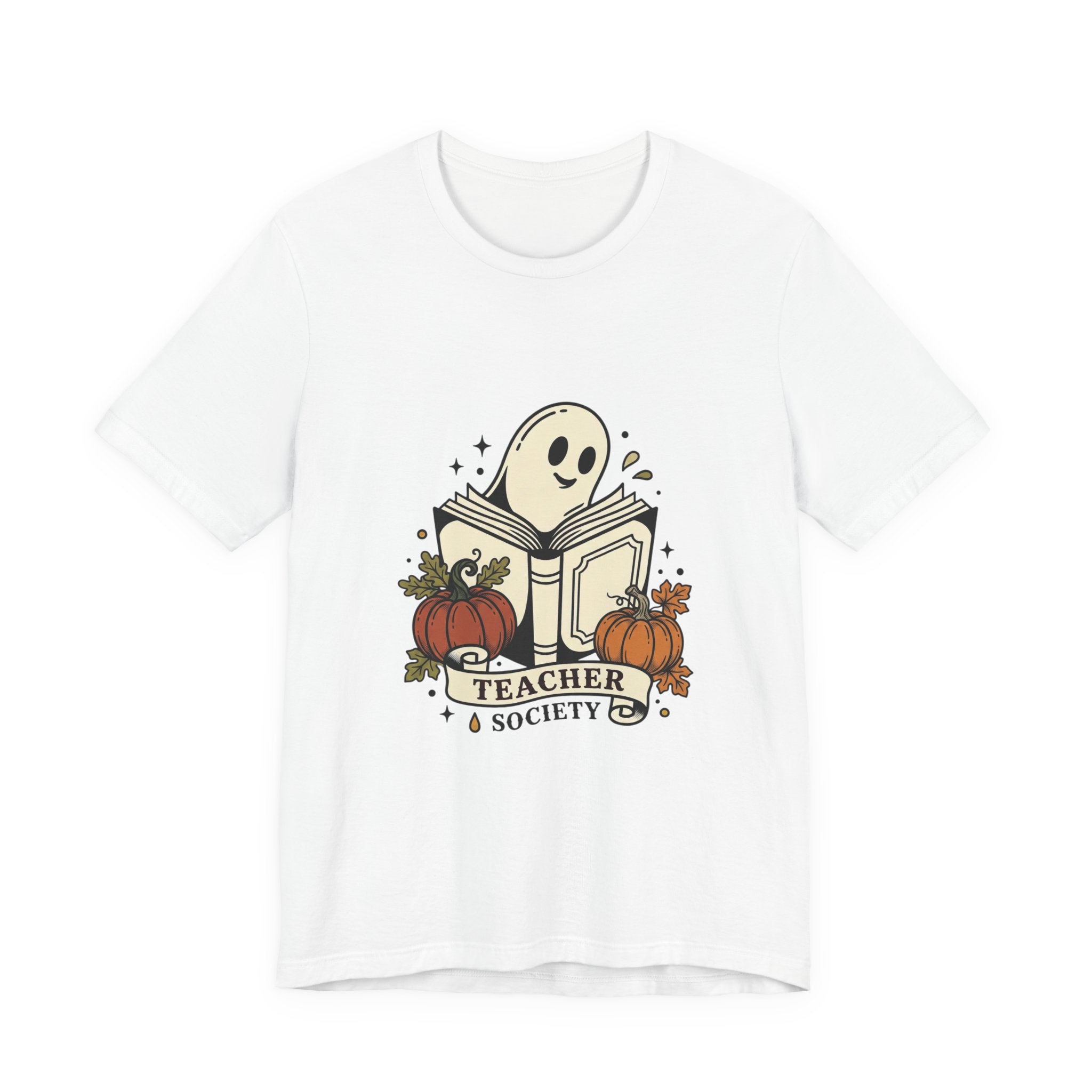 Teacher Society Pumpkin Ghost Tee | Traditional Tattoo Flash, Floral Banner