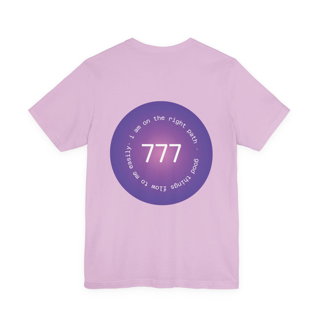 Spiritual 777 Numerology Tee – "Manifest Miracles" Purple Circle Graphic T-Shirt