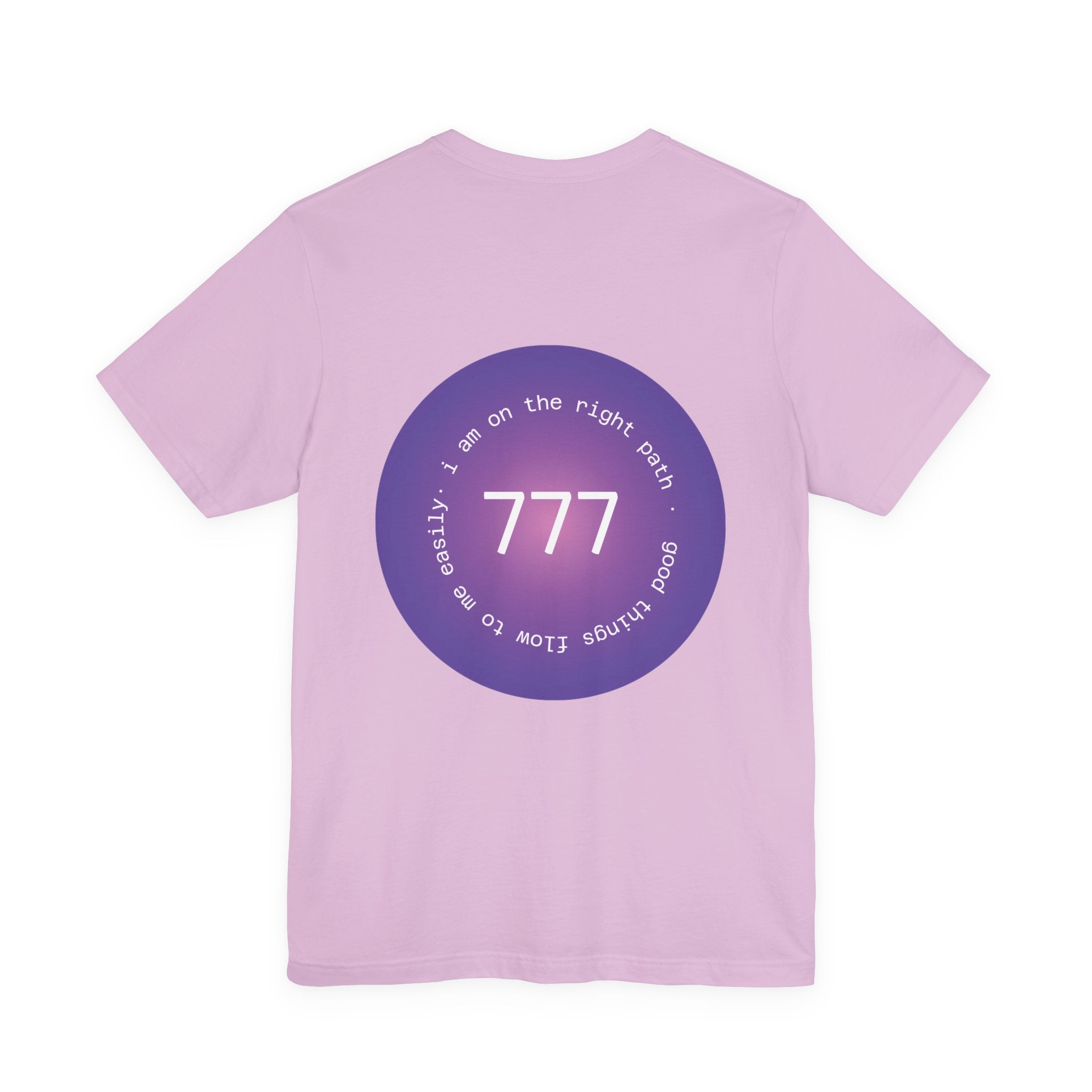 Spiritual 777 Numerology Tee – "Manifest Miracles" Purple Circle Graphic T-Shirt