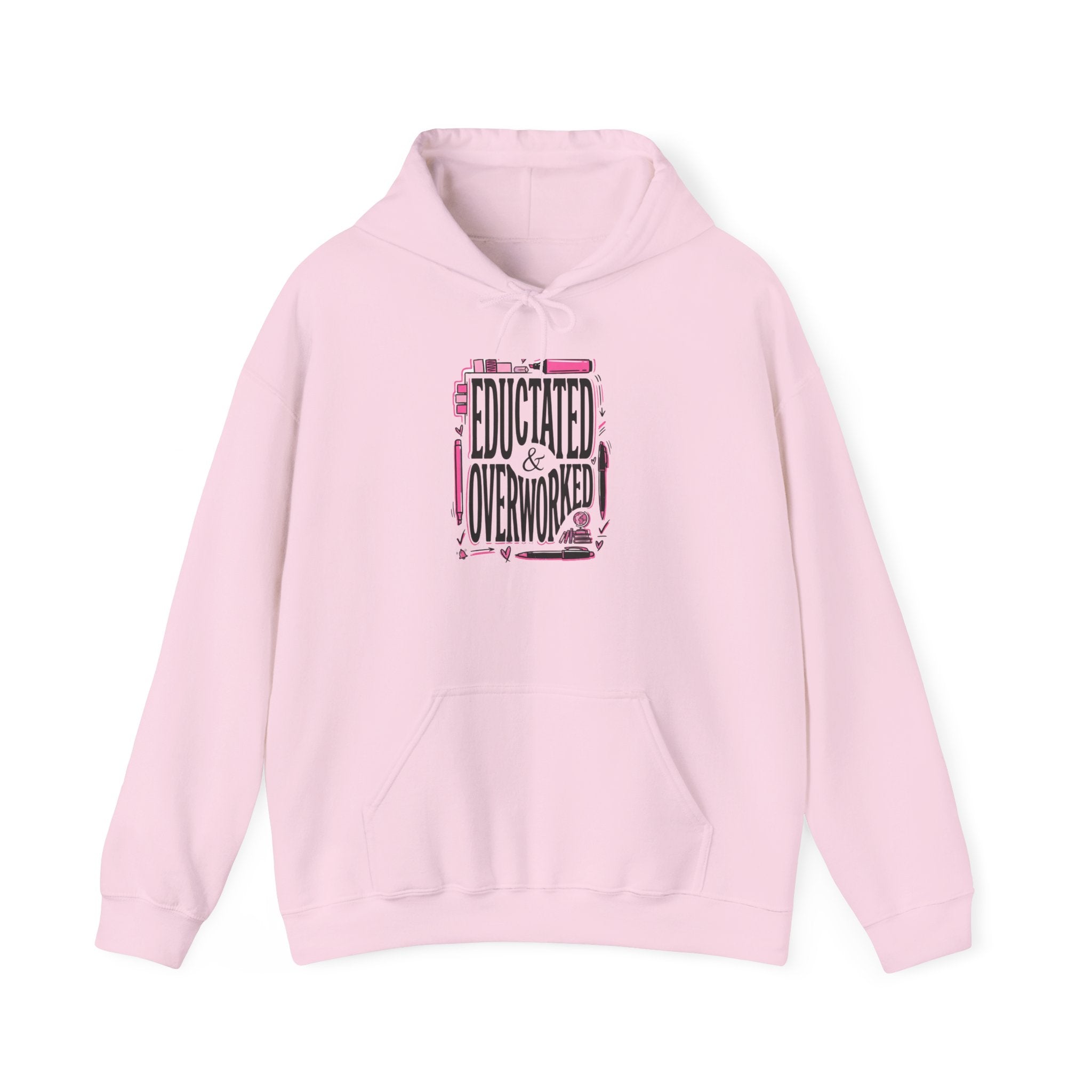 Hoodie — "Educated & Overworked" Cozy Graphic Pullover