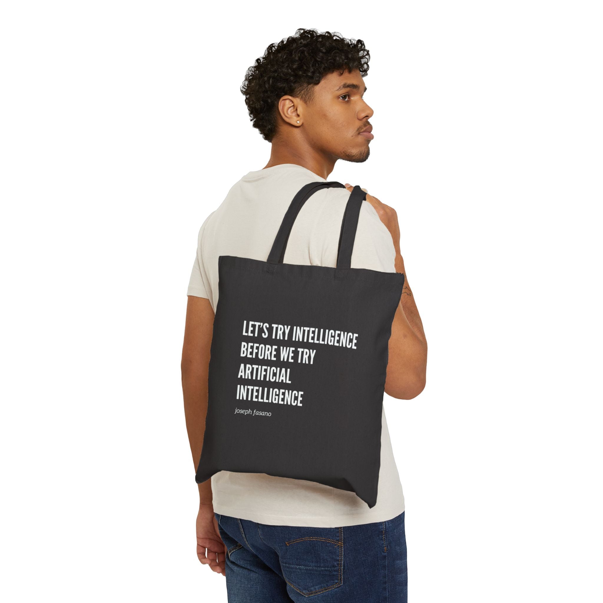 "try intelligence" Cotton Canvas Tote Bag