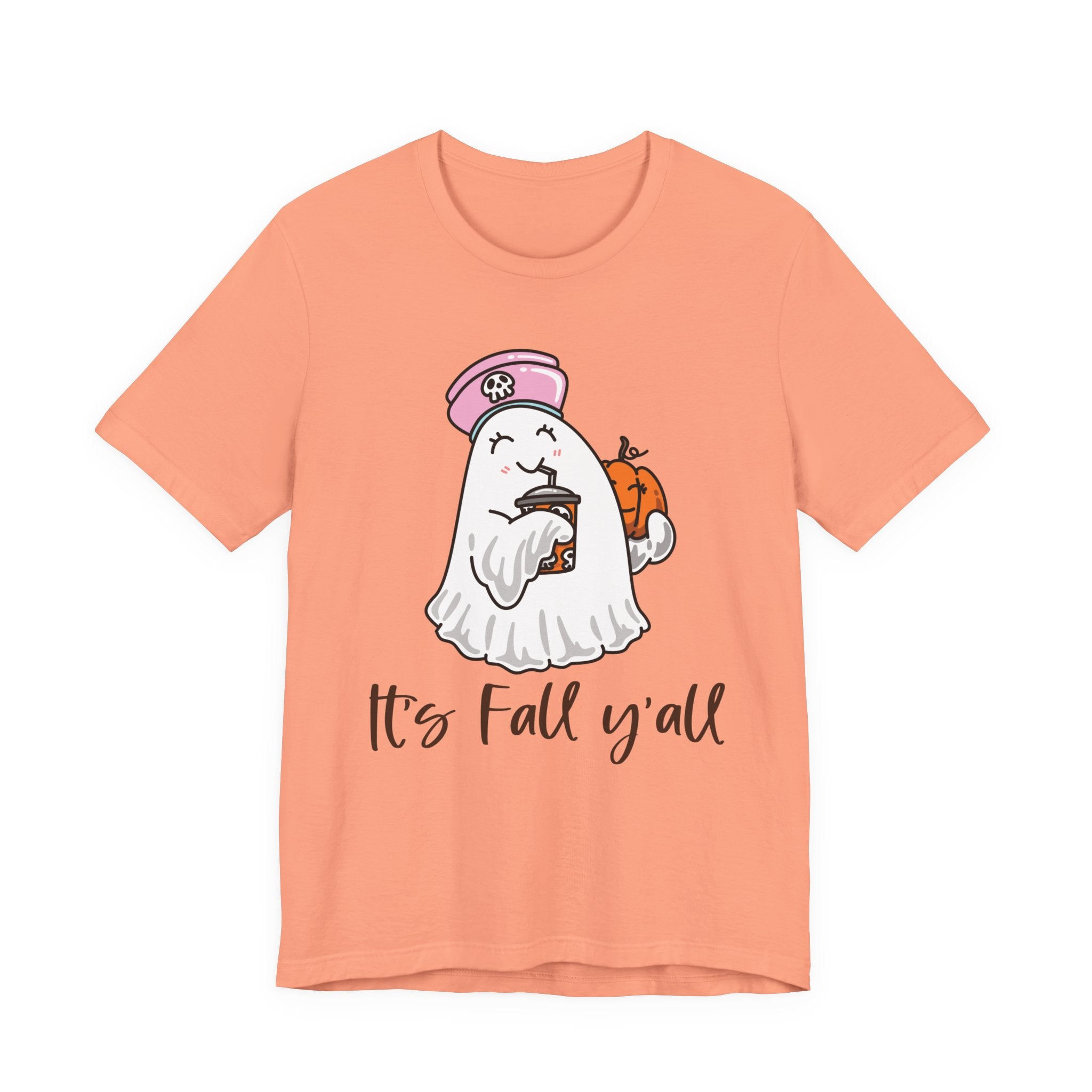 Fall Ghost Tee – "It's Fall y'all" Pumpkin Coffee Shirt