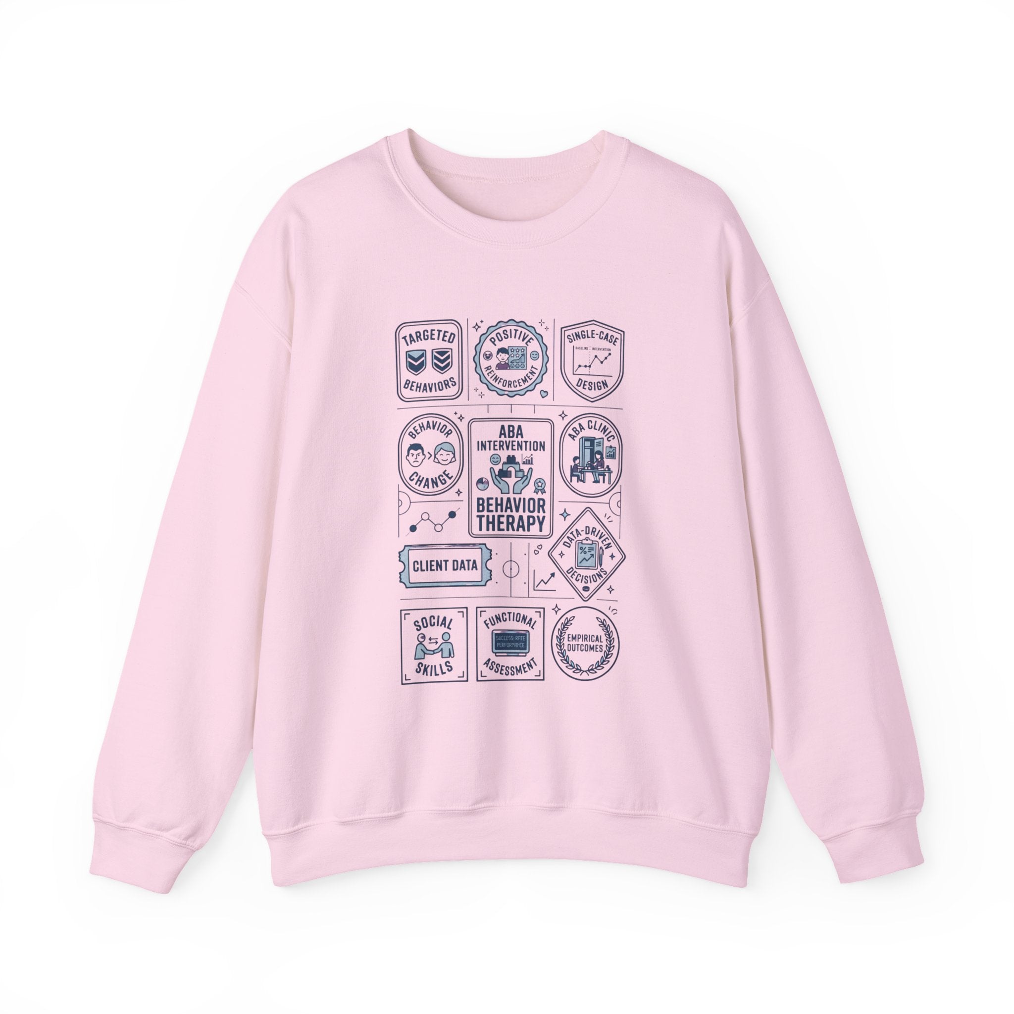 Behavior Therapy Crewneck Sweatshirt — ABA Therapy Badges Design