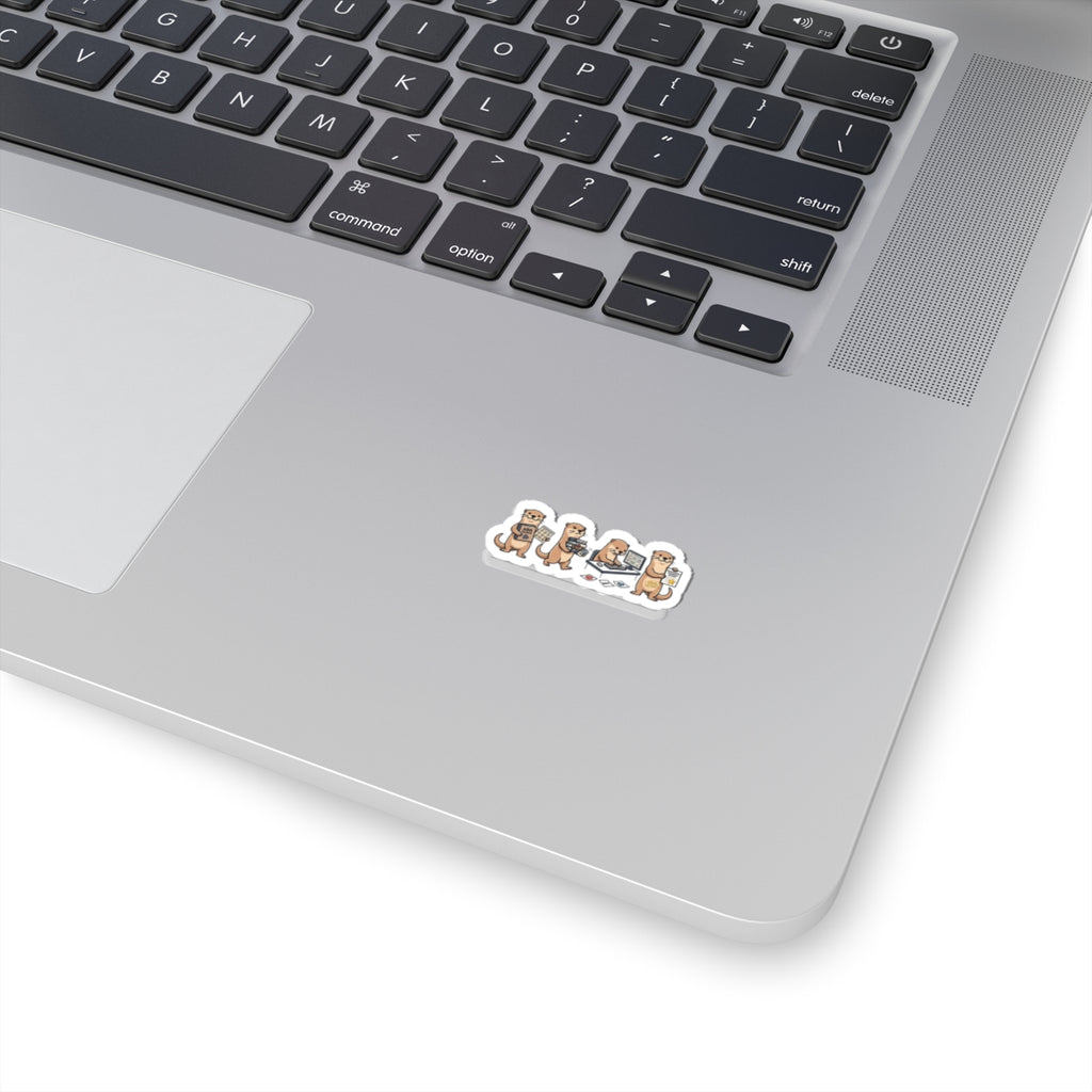 Otter Office ABA Therapy Sticker — Cute Otters Working Laptop Kiss-Cut Sticker