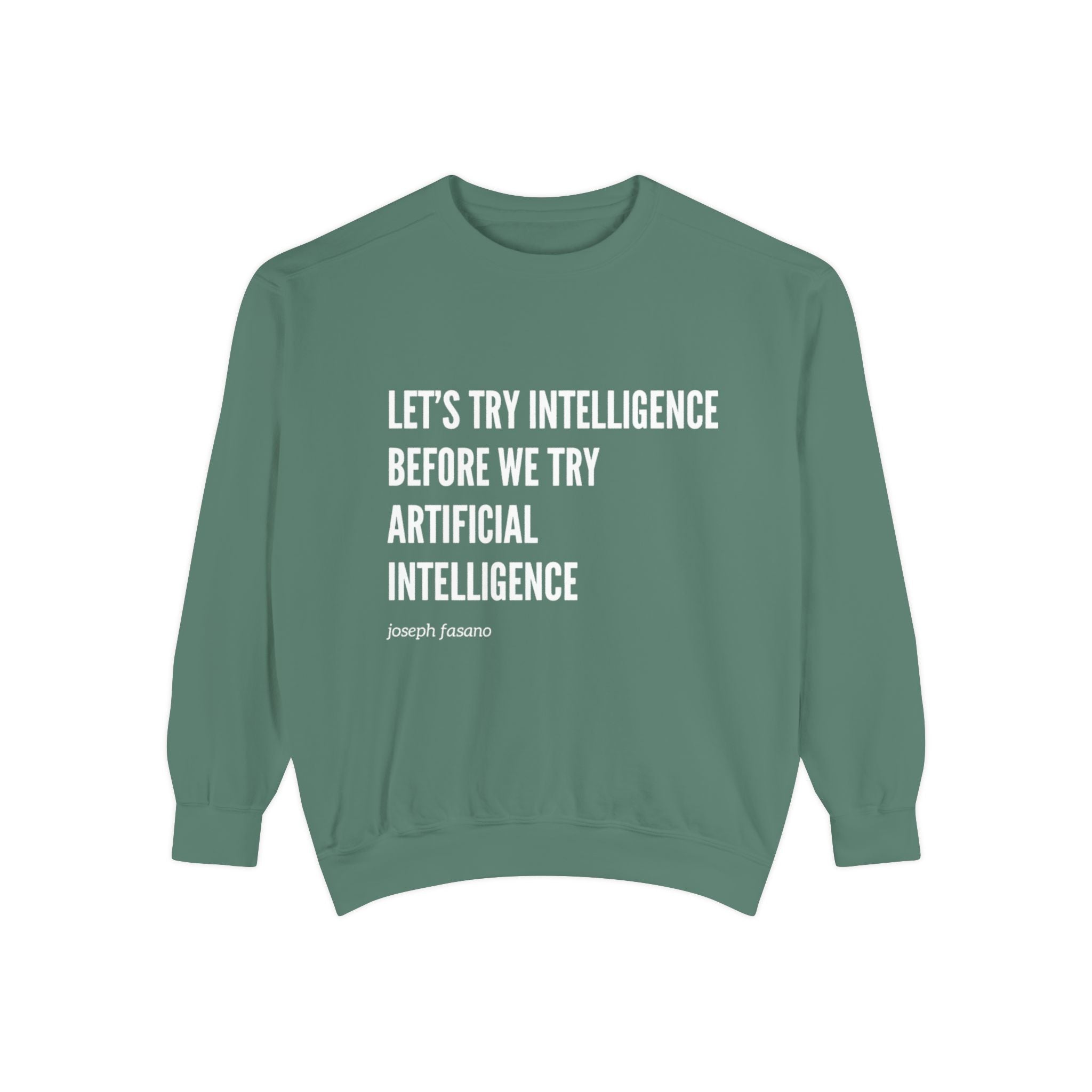 "try intelligence" crew neck sweatshirt