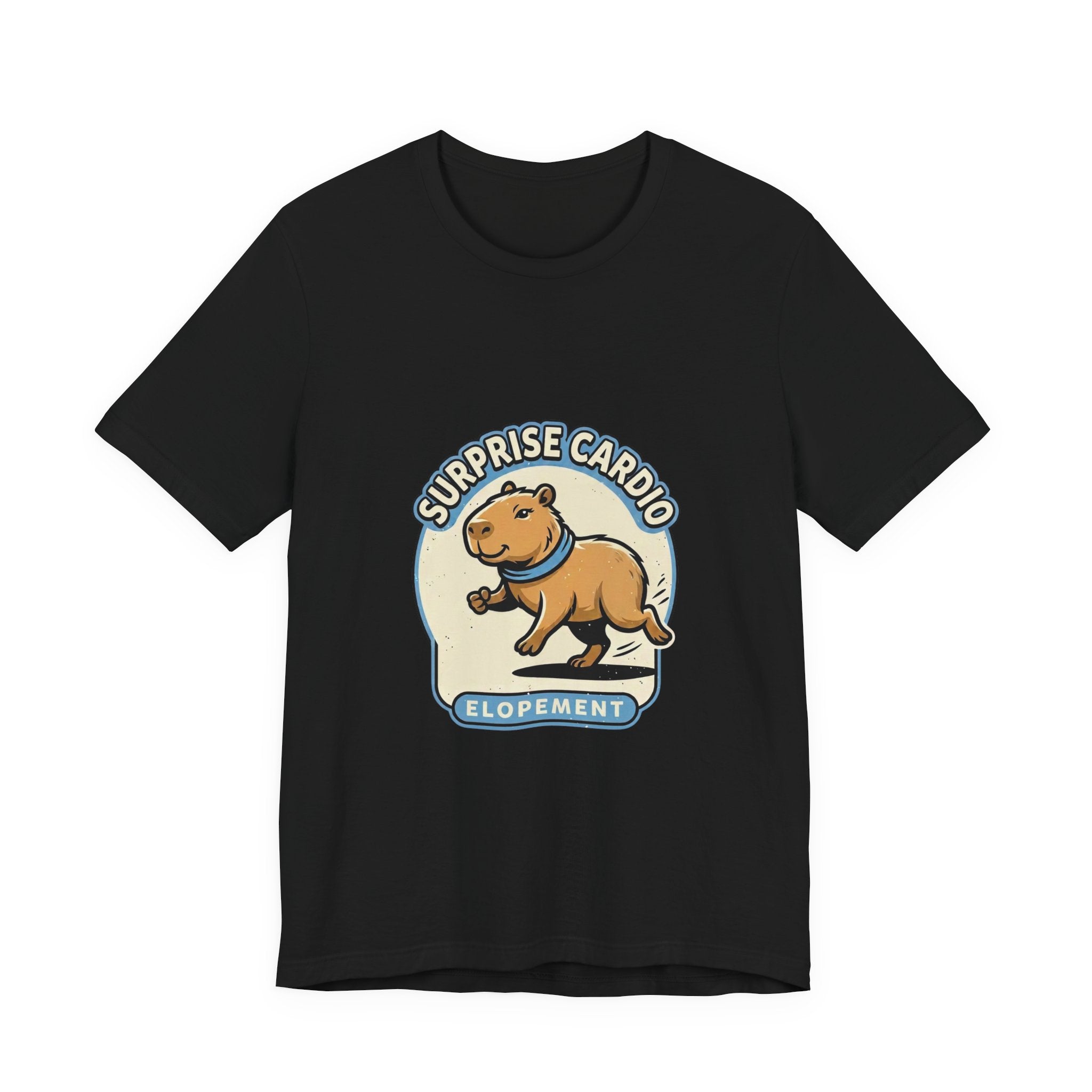 Surprise Cardio Elopement Tee — Cute Capybara Graphic T‑Shirt