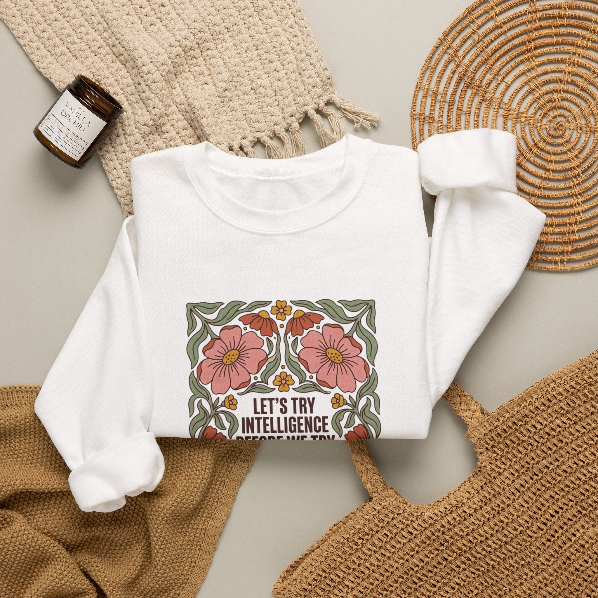 Flower let’s try intelligence Unisex Heavy Blend™ Crewneck Sweatshirt