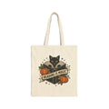 Reading Is Magic Tote, Traditional Tattoo-Inspired, Cat & Pumpkin Flash Art